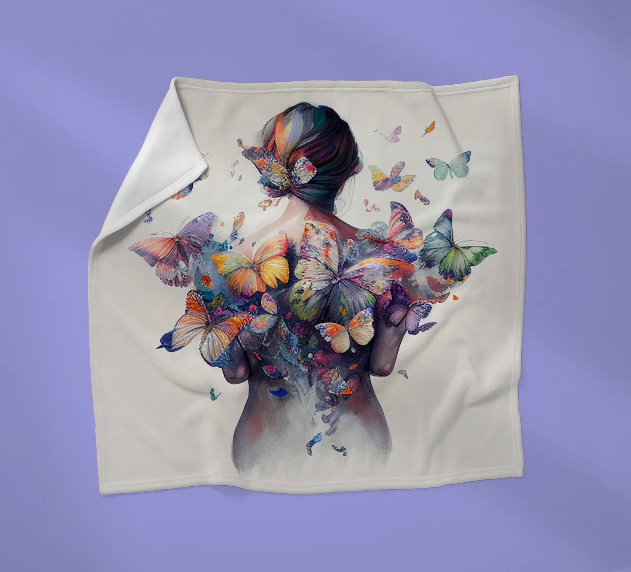 Acquerello Farfalla Donna Corpo coperta in pile da Chromatic Fusion Studio