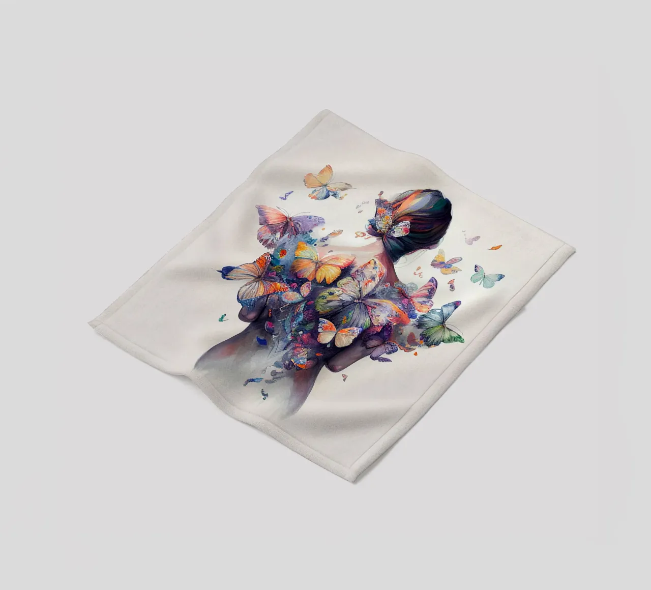 Acquerello Farfalla Donna Corpo coperta in pile da Chromatic Fusion Studio