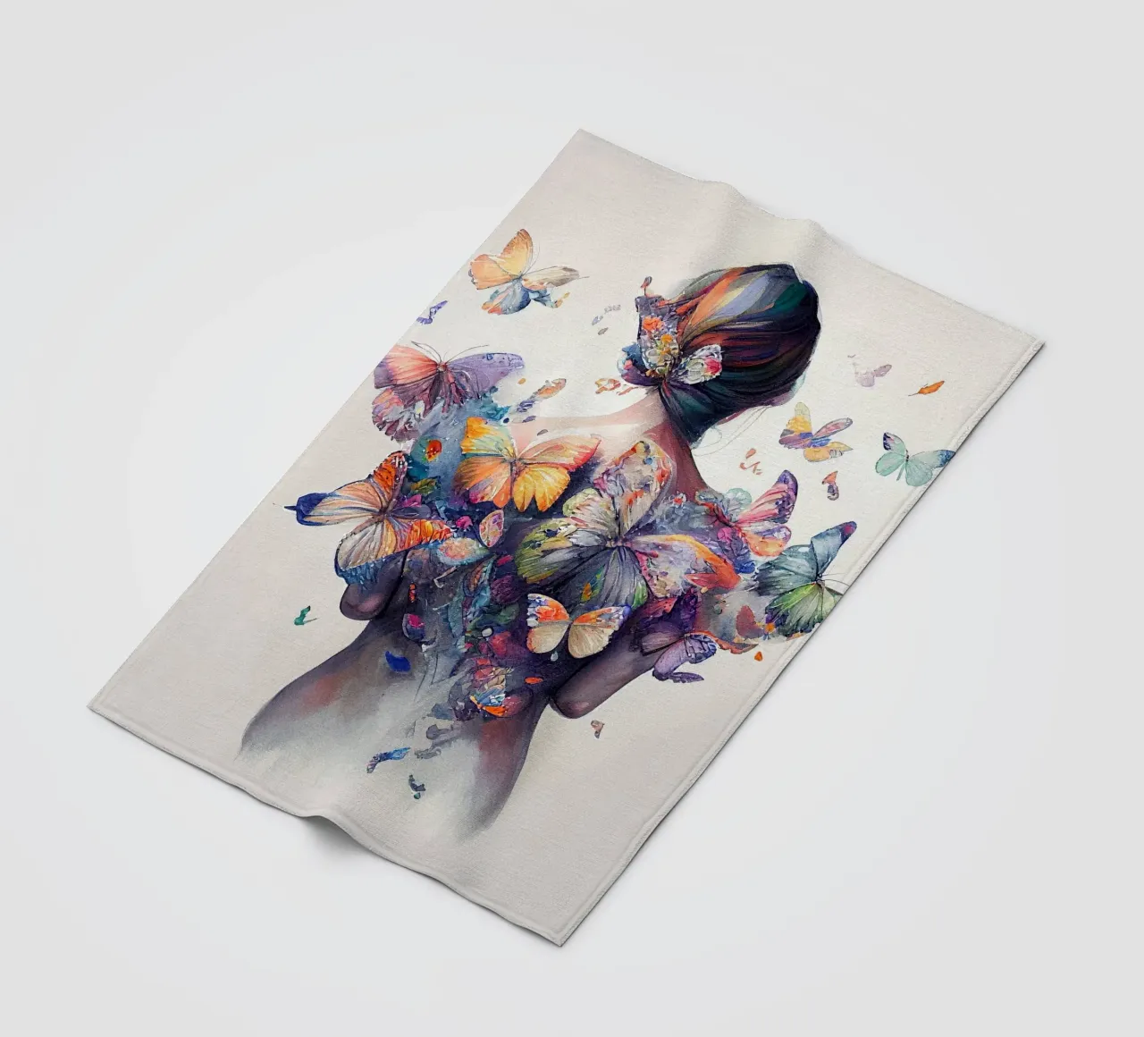 Acquerello Farfalla Donna Corpo coperta in pile da Chromatic Fusion Studio