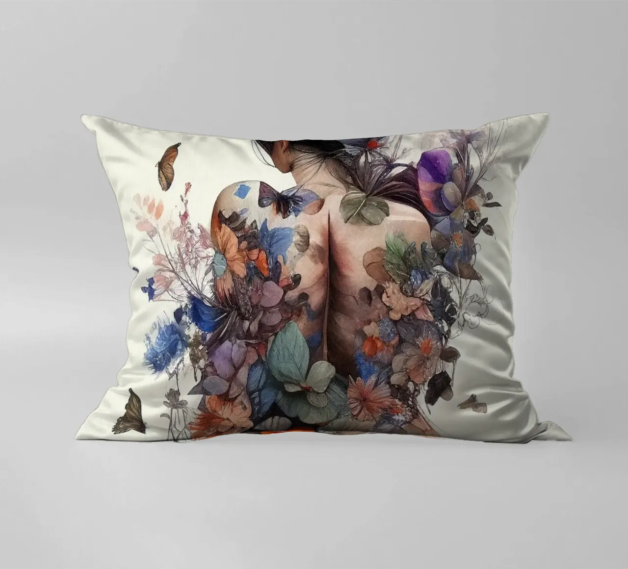 Acquerello Farfalla Donna Corpo cuscino da Chromatic Fusion Studio