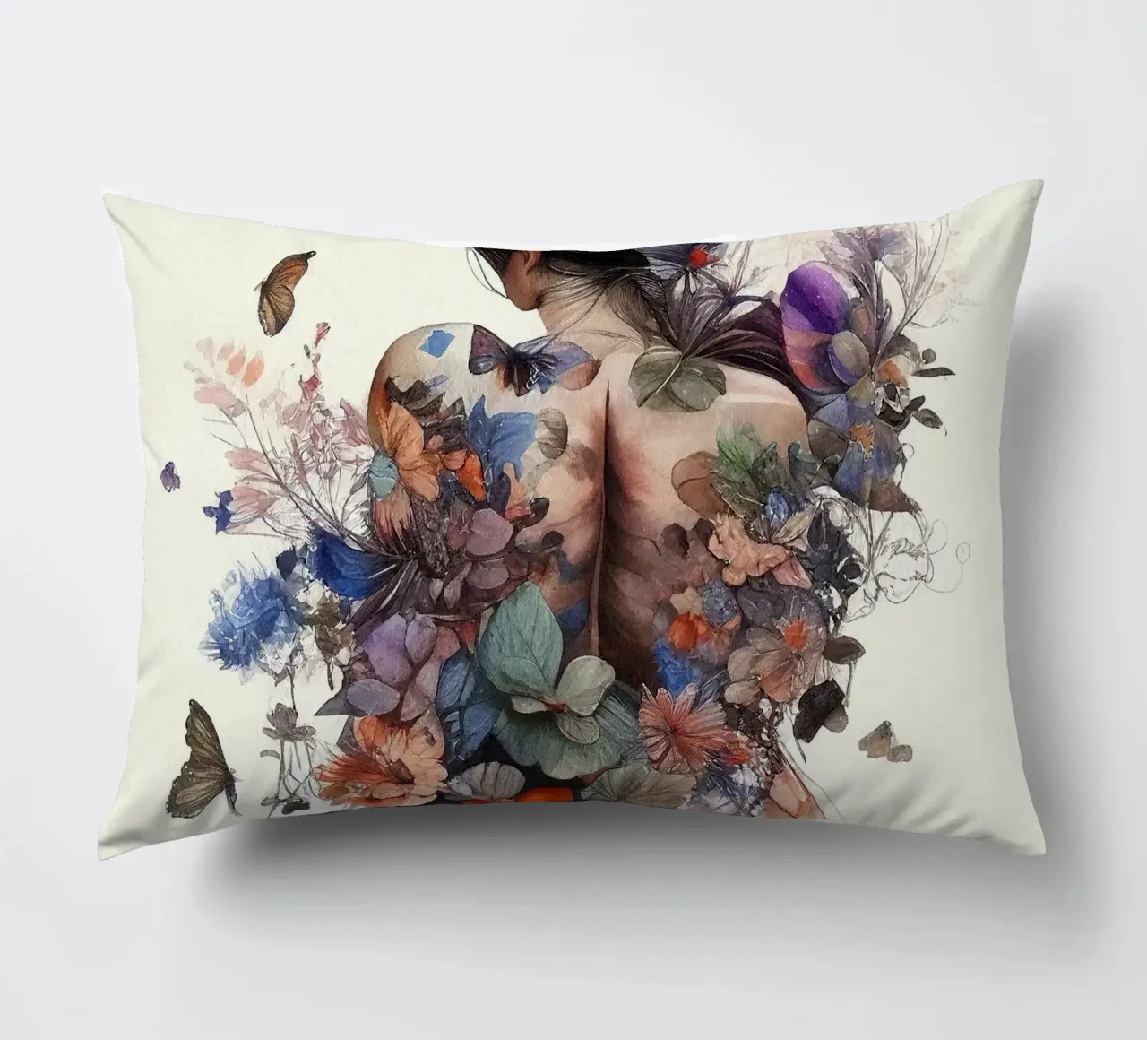 Acquerello Farfalla Donna Corpo cuscino da Chromatic Fusion Studio