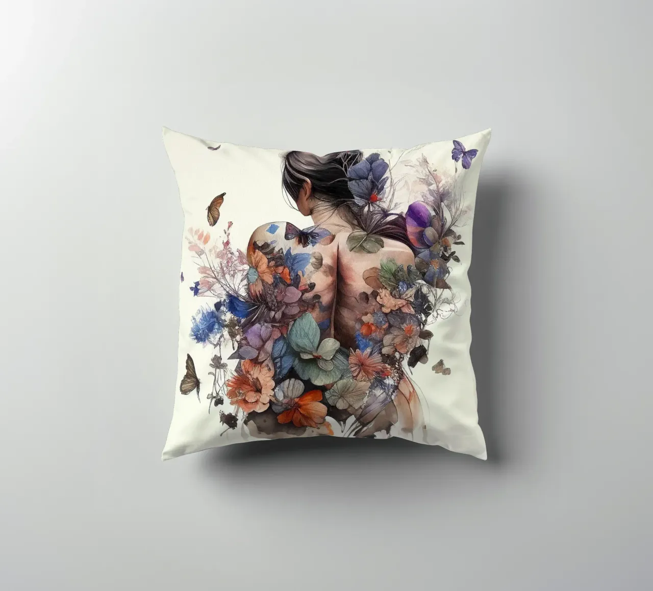 Acquerello Farfalla Donna Corpo cuscino da Chromatic Fusion Studio