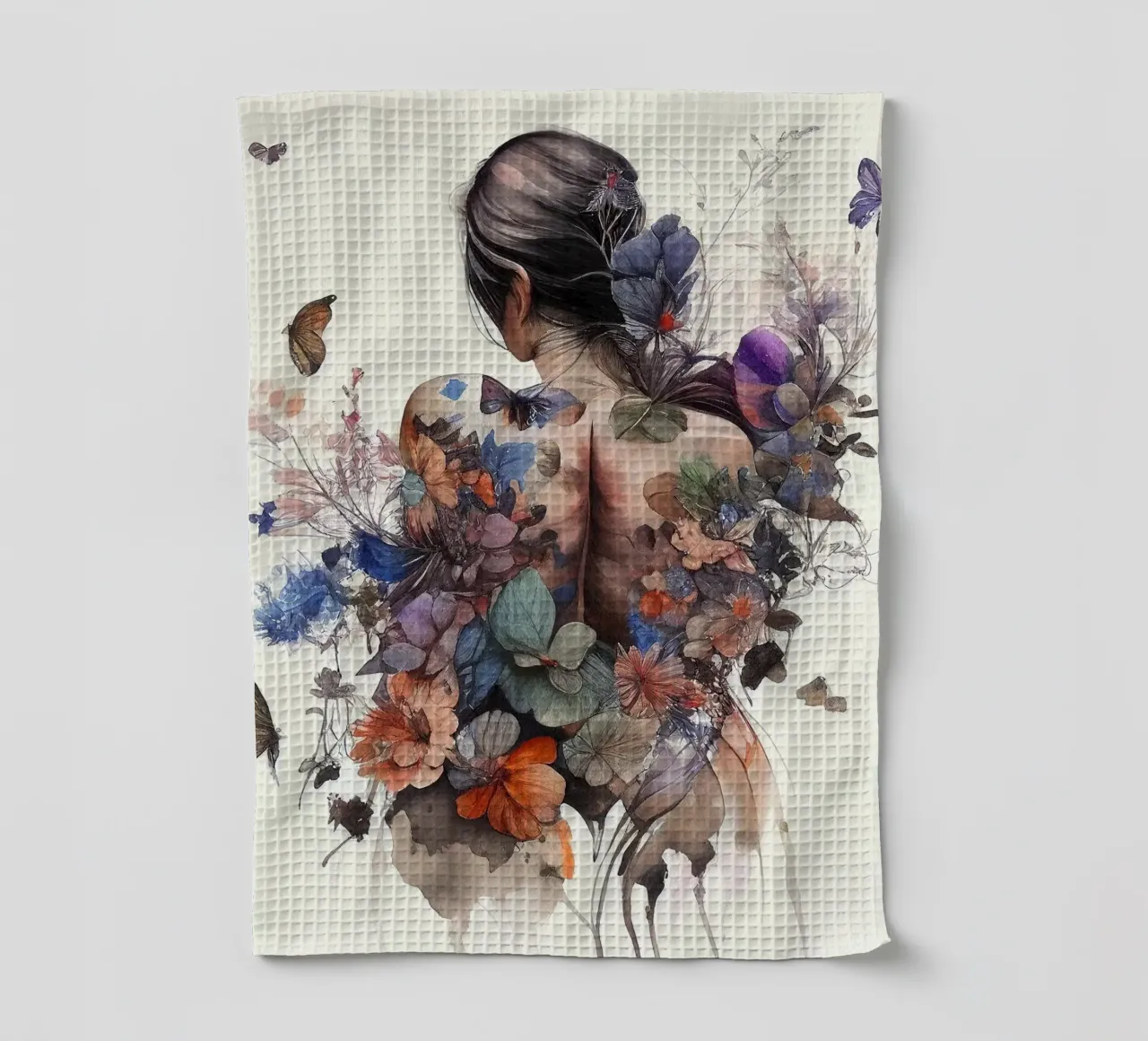 Acquerello Farfalla Donna Corpo canovaccio da cucina da Chromatic Fusion Studio