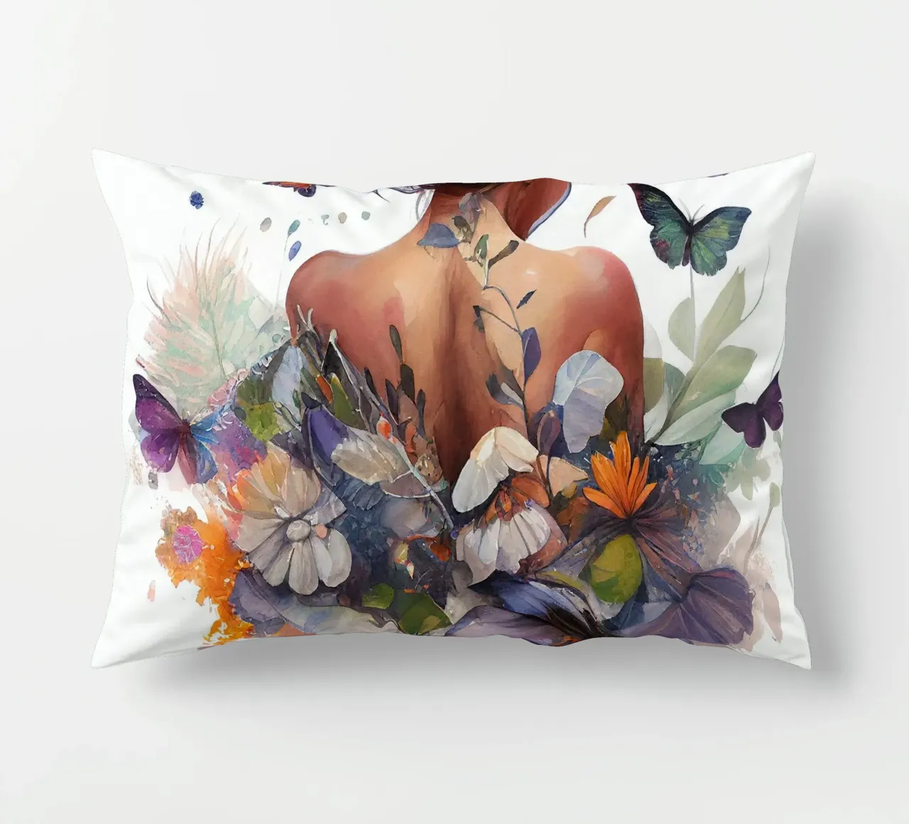 Acquerello Farfalla Donna Corpo cuscino da Chromatic Fusion Studio
