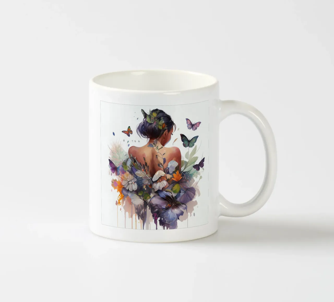 Acquerello Farfalla Donna Corpo tazza in ceramica da Chromatic Fusion Studio
