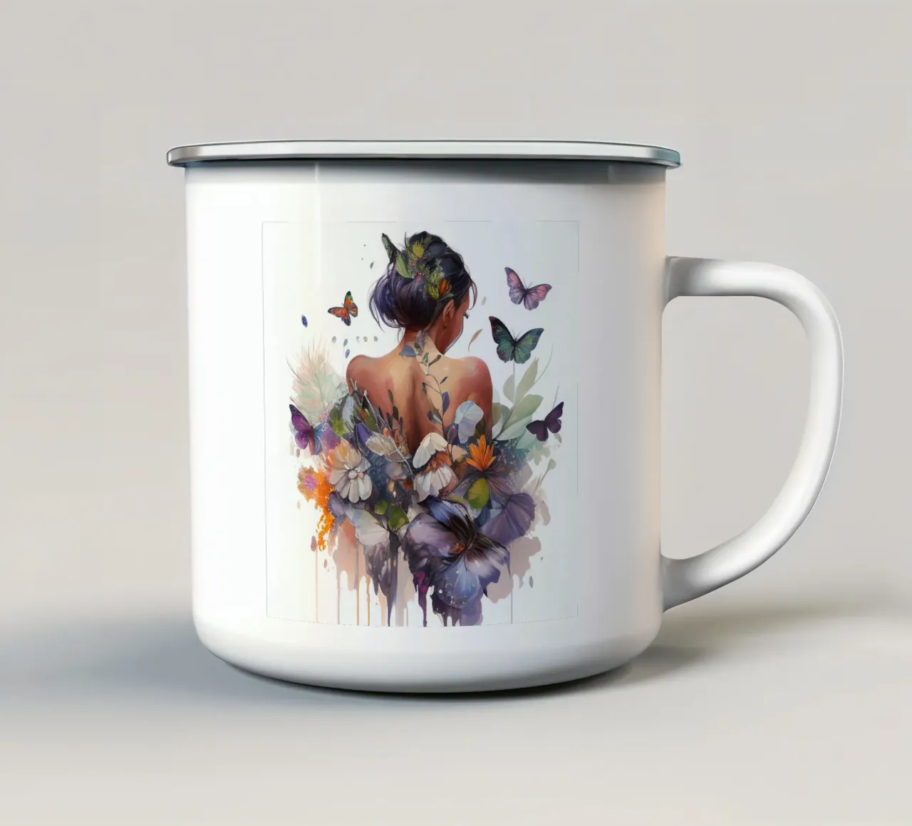 Acquerello Farfalla Donna Corpo tazza in smalto da Chromatic Fusion Studio