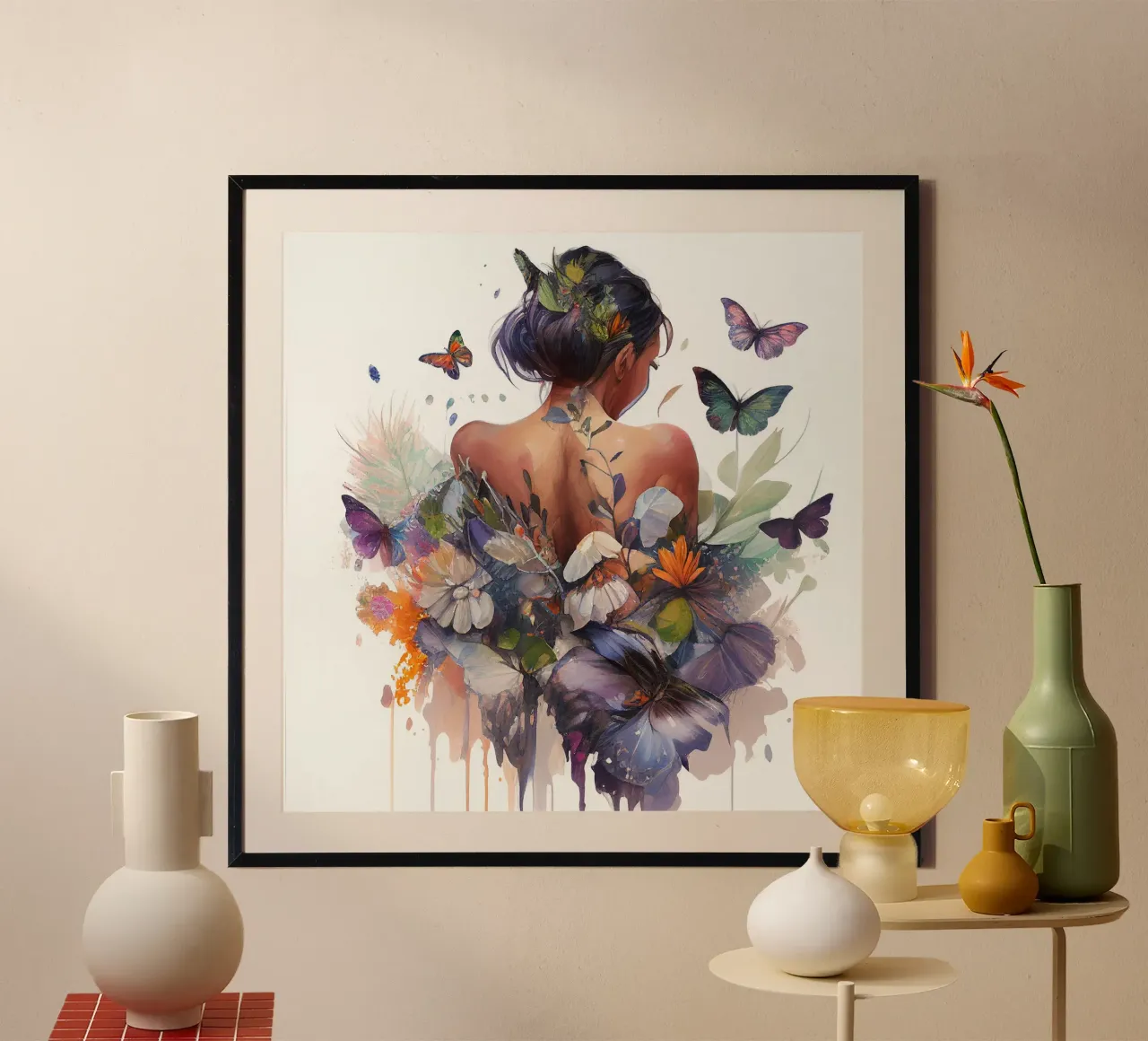 Acquerello Farfalla Donna Corpo poster da Chromatic Fusion Studio