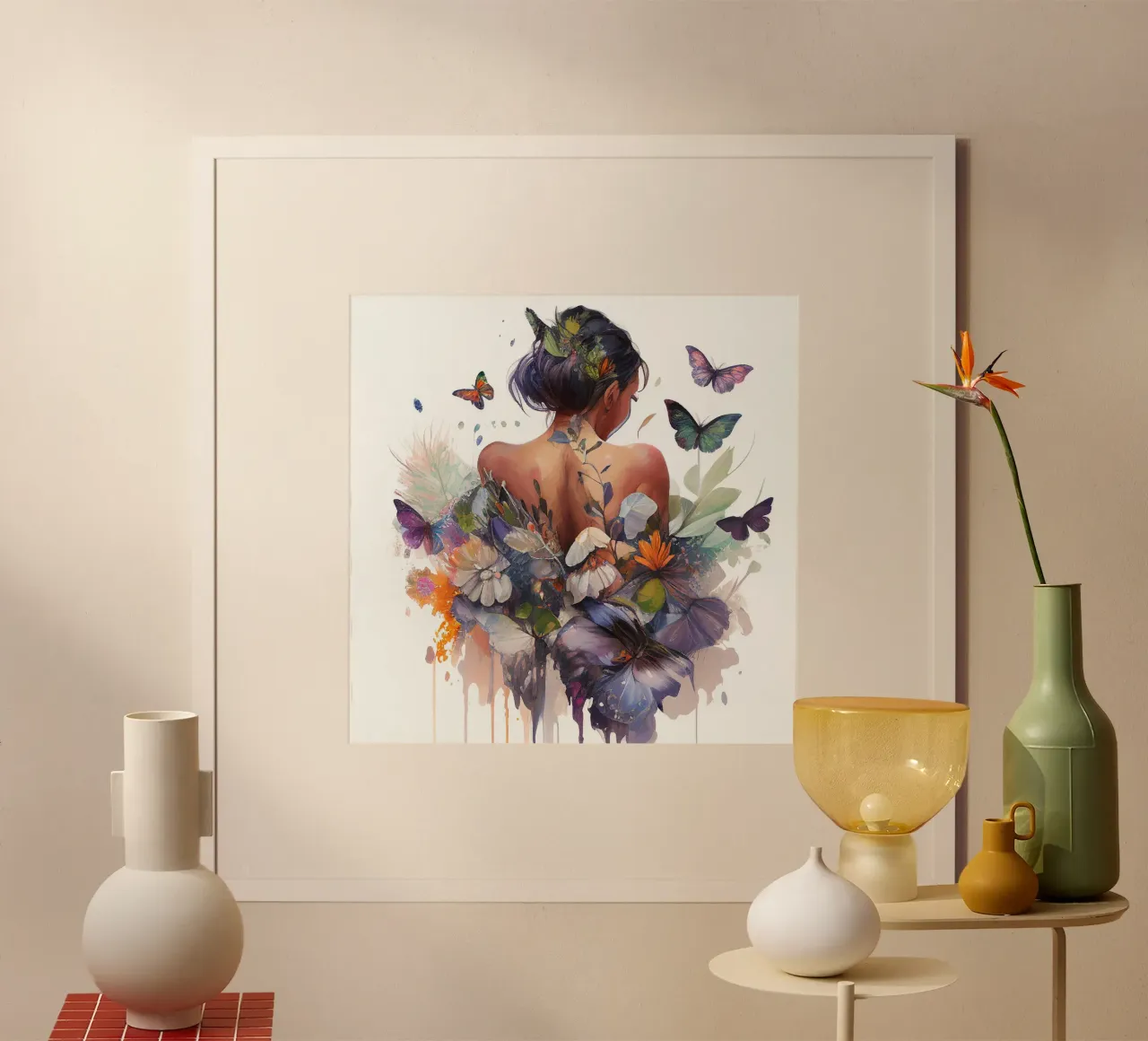 Acquerello Farfalla Donna Corpo poster da Chromatic Fusion Studio