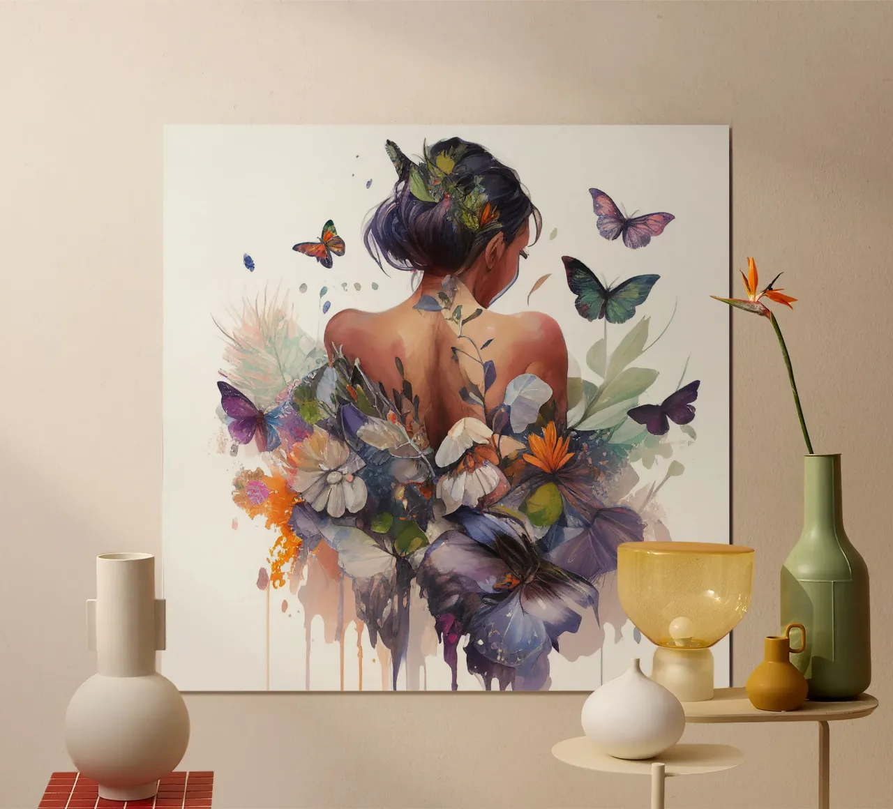 Acquerello Farfalla Donna Corpo poster da Chromatic Fusion Studio