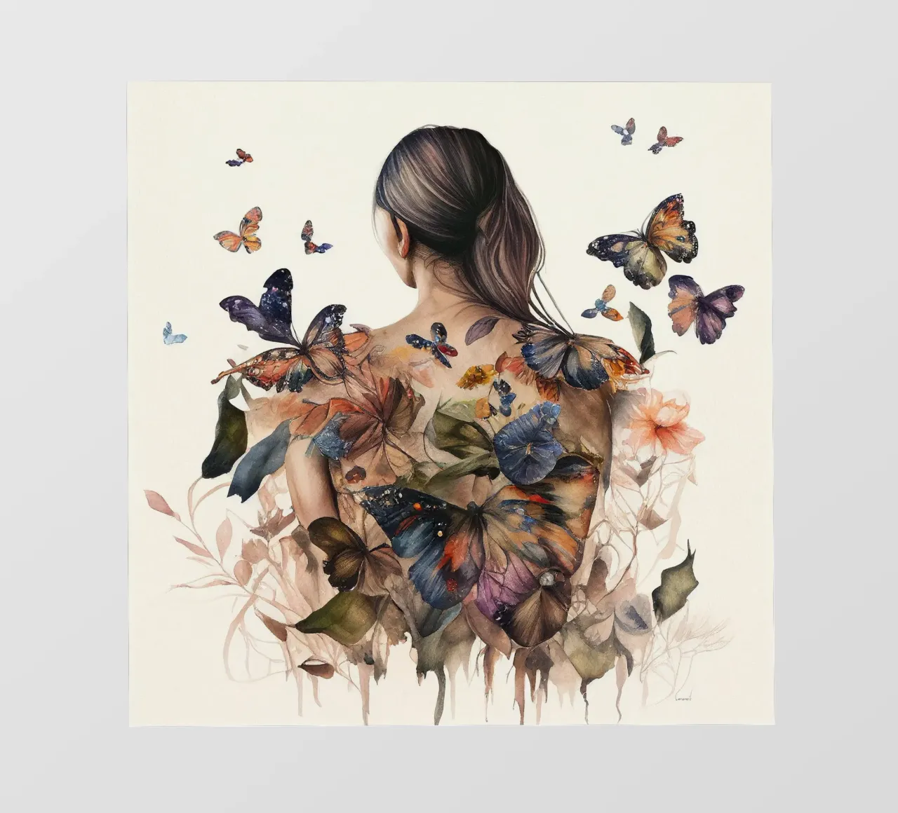 Acquerello Farfalla Donna Corpo pellicola backlit da Chromatic Fusion Studio