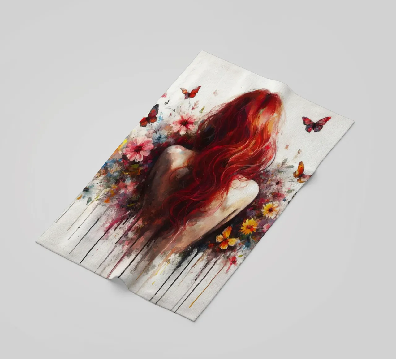 Acquerello Farfalla Donna Corpo telo mare da Chromatic Fusion Studio
