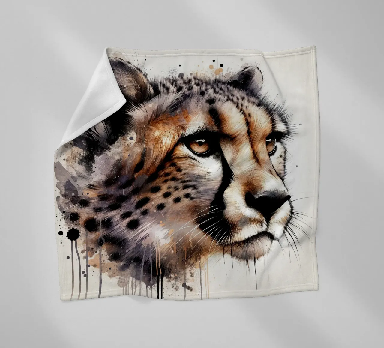 Ghepardo acquerellato coperta in pile da Chromatic Fusion Studio