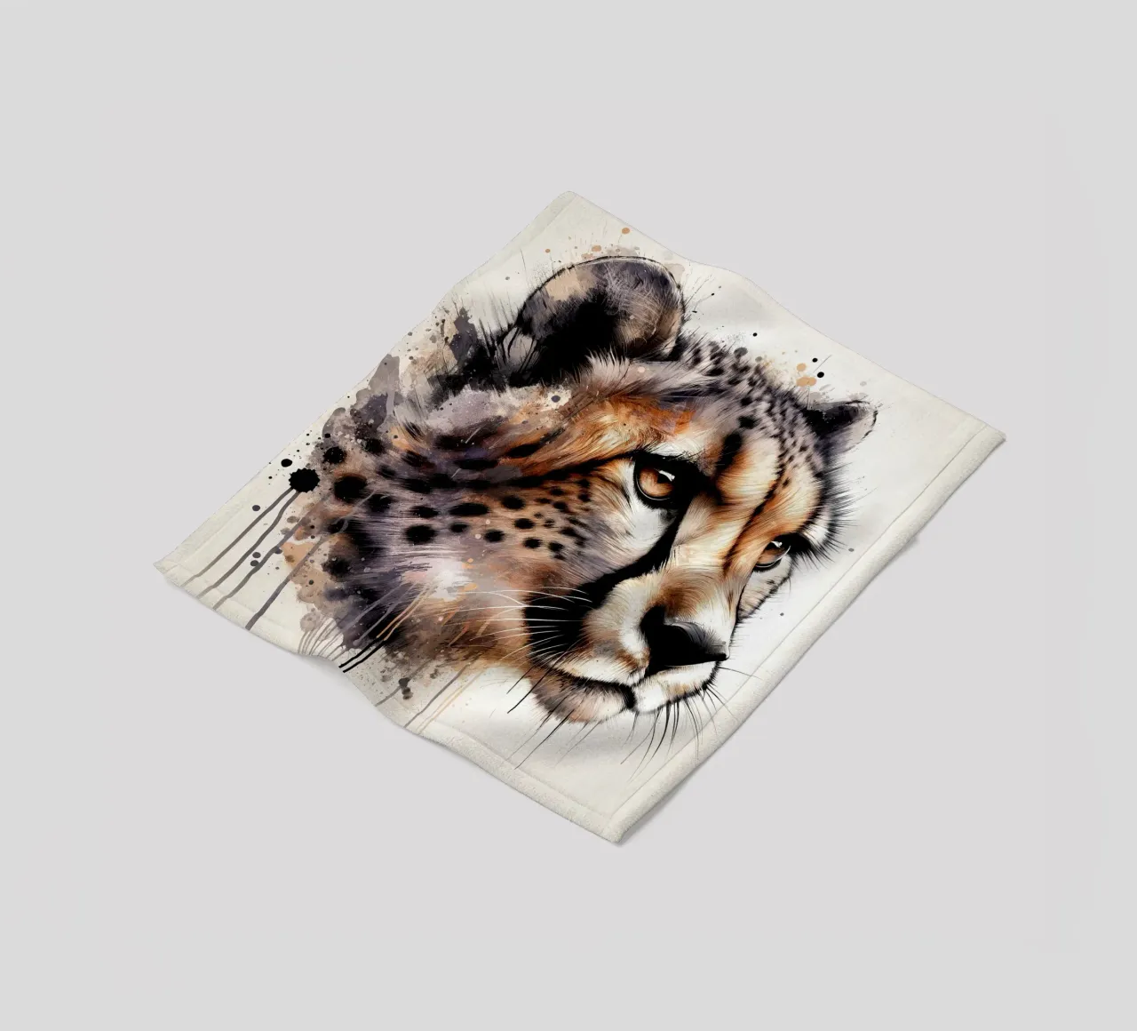 Ghepardo acquerellato coperta in pile da Chromatic Fusion Studio