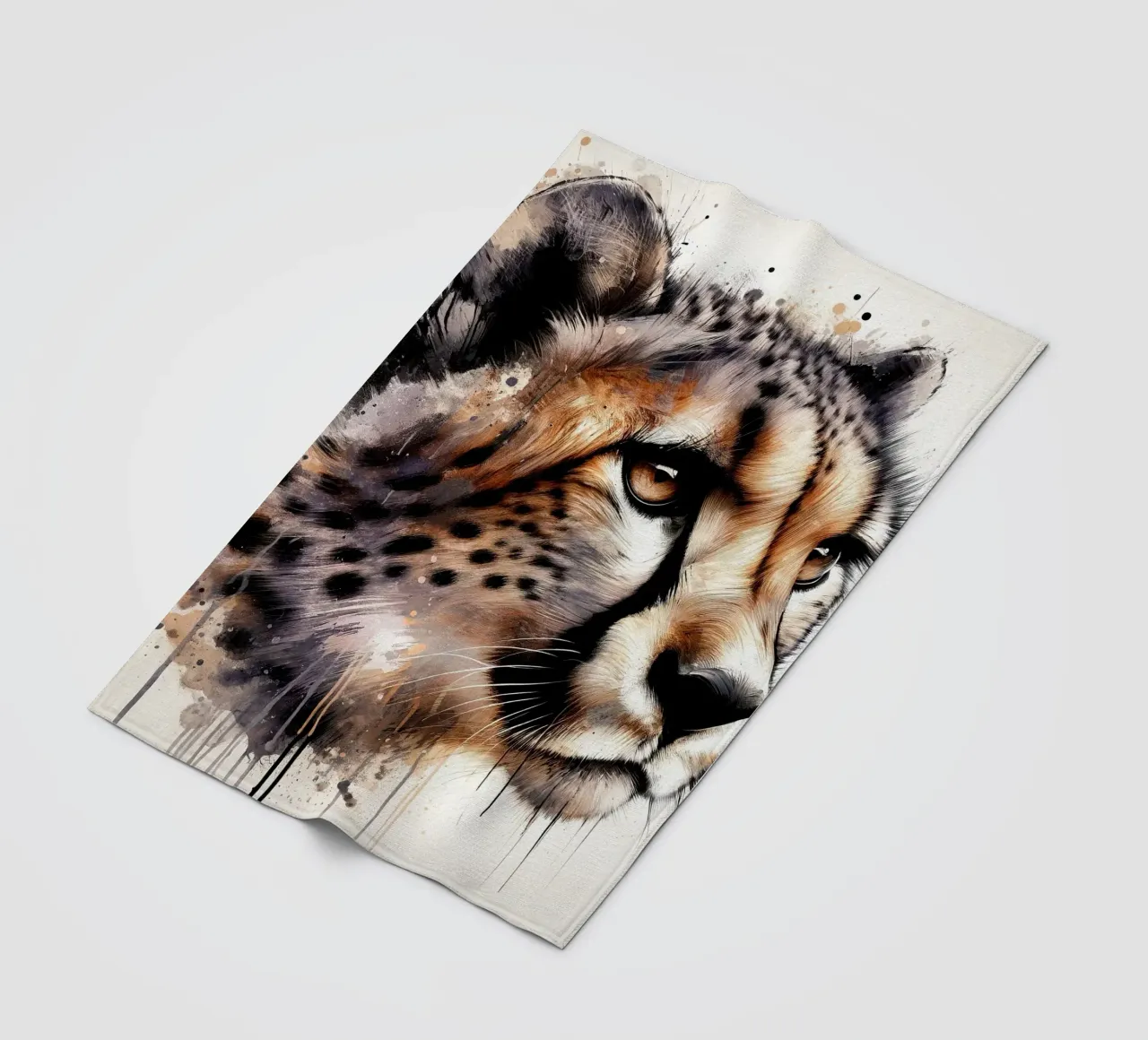 Ghepardo acquerellato coperta in pile da Chromatic Fusion Studio