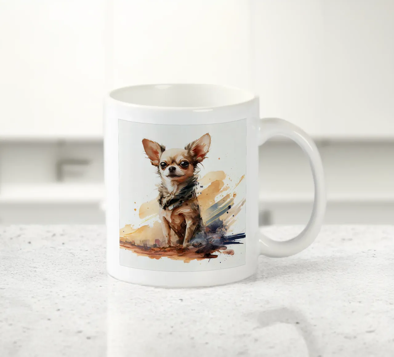 Cane chihuahua acquerellato tazza in ceramica da Chromatic Fusion Studio