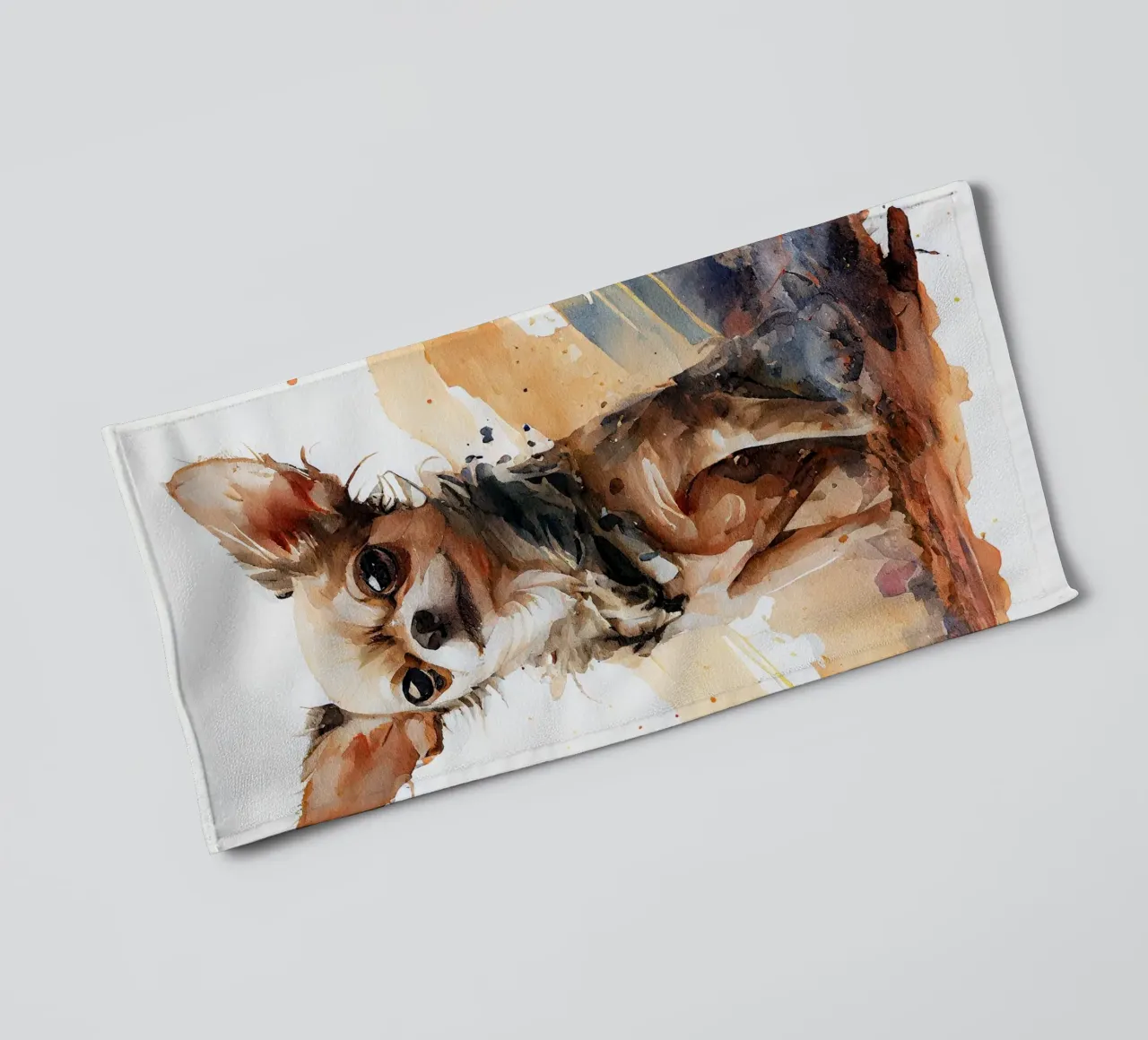 Cane chihuahua acquerellato asciugamano da bagno da Chromatic Fusion Studio