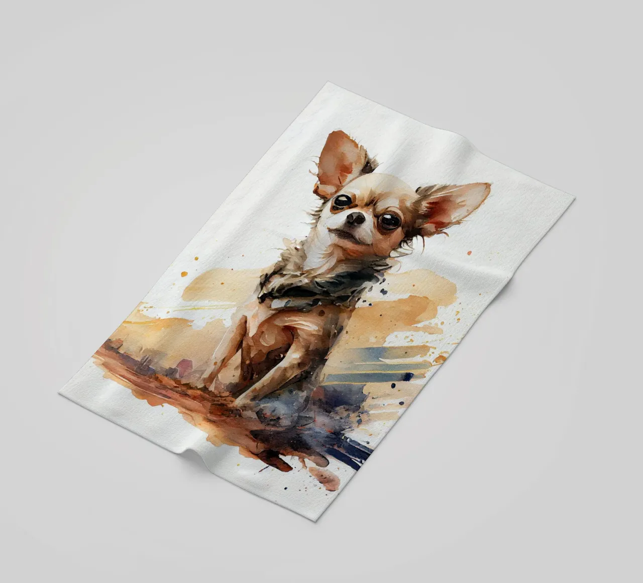 Cane chihuahua acquerellato telo mare da Chromatic Fusion Studio
