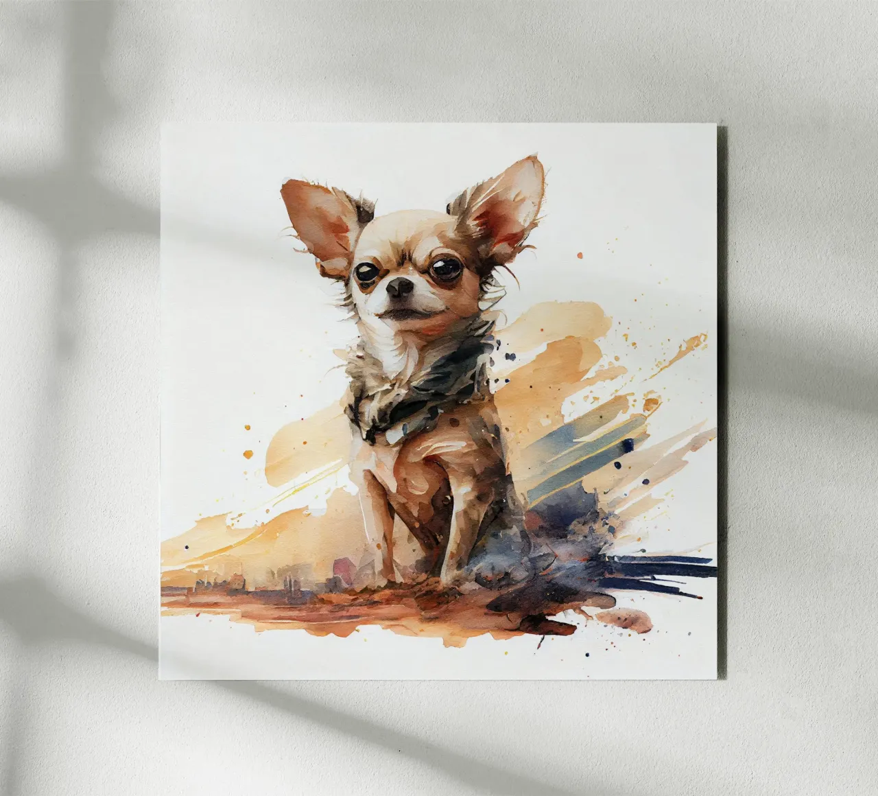 Cane chihuahua acquerellato alluminio dibond da Chromatic Fusion Studio