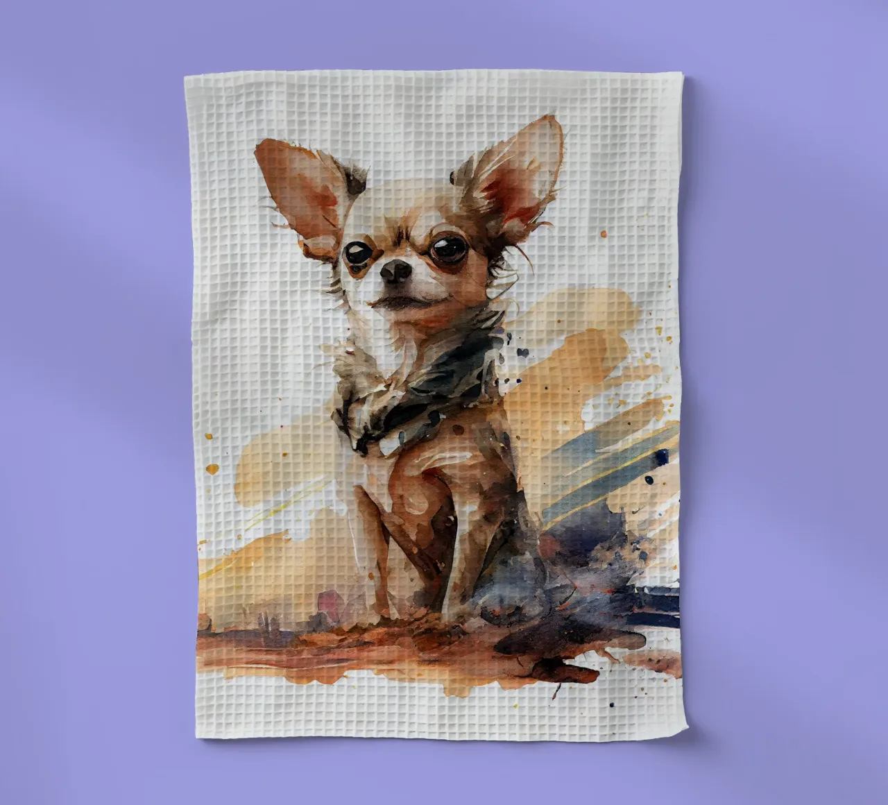 Cane chihuahua acquerellato canovaccio da cucina da Chromatic Fusion Studio