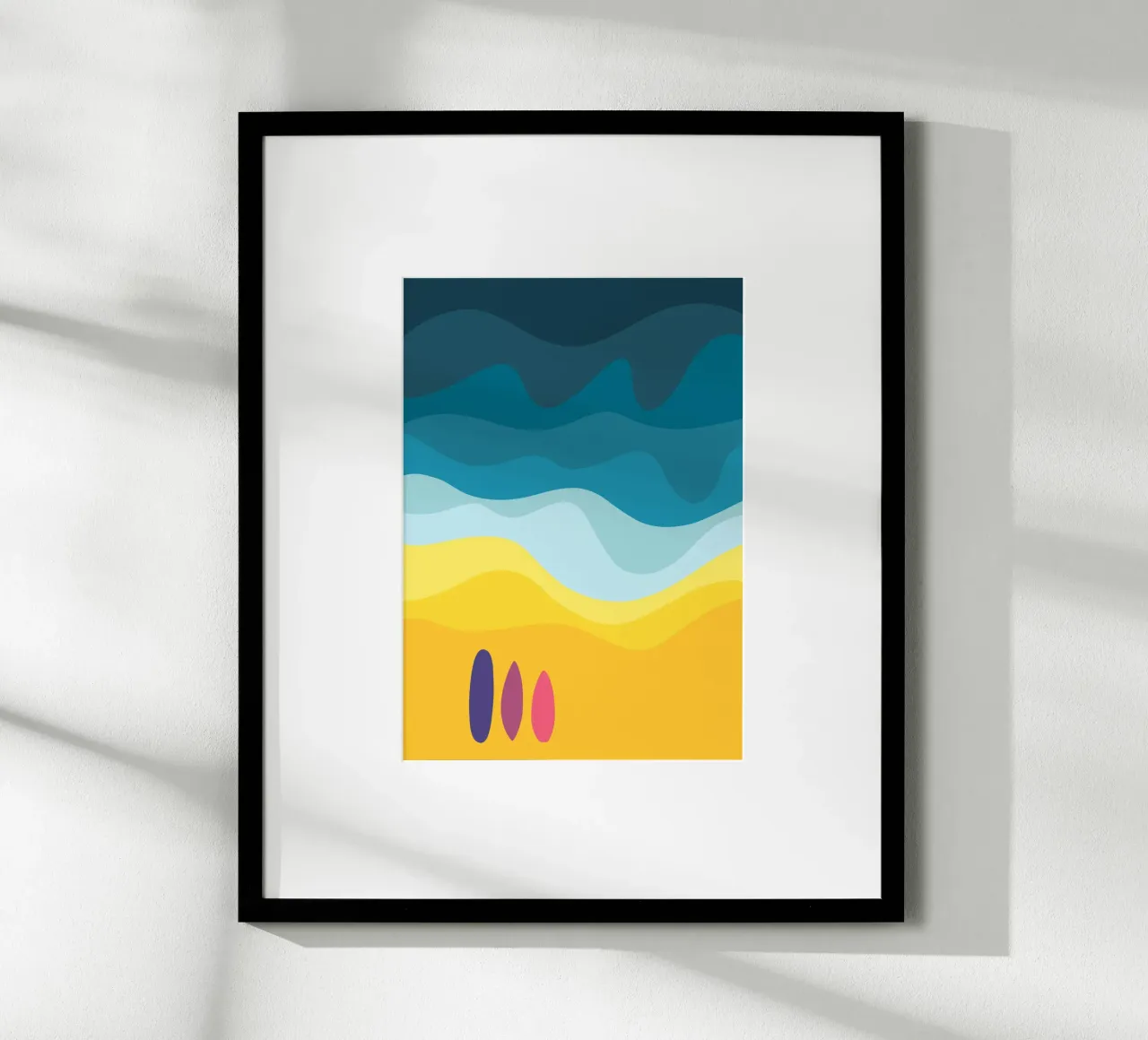 Surfboard Poster Surfen Surfer Poster Strand Wellen Meer poster con telaio in legno da LIMITED EDITION LETTERS