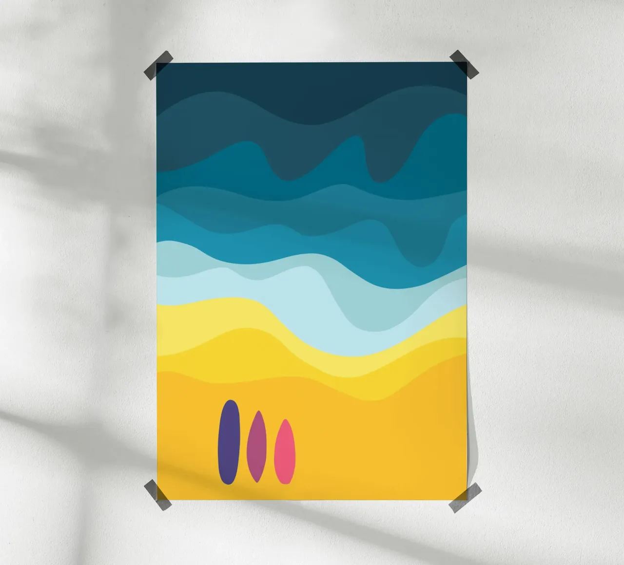 Surfboard Poster Surfen Surfer Poster Strand Wellen Meer poster con telaio in legno da LIMITED EDITION LETTERS