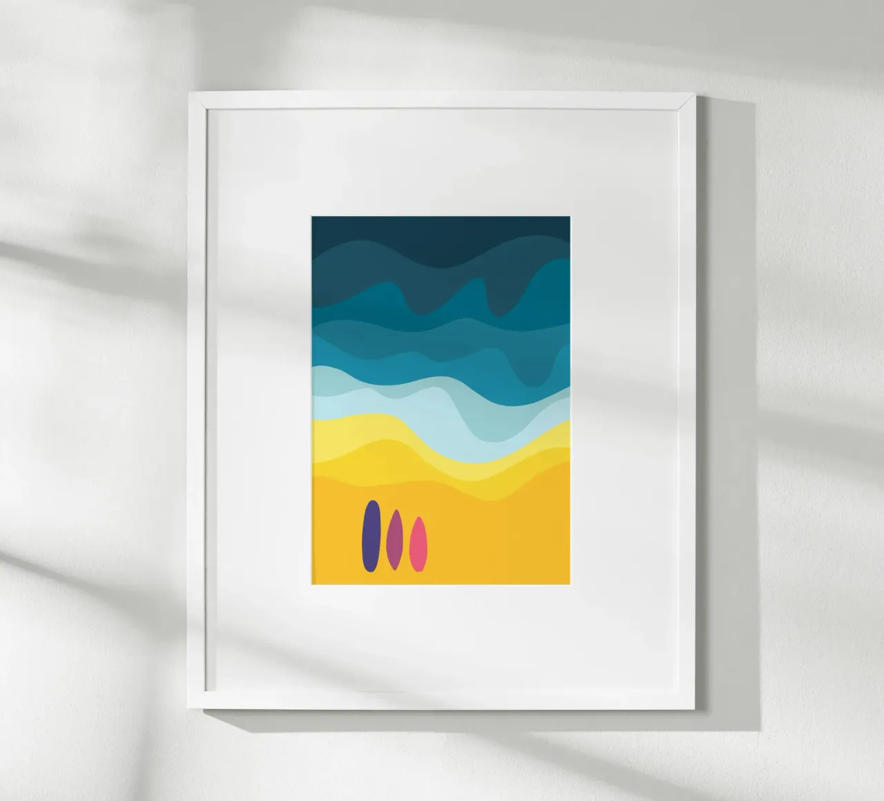 Surfboard Poster Surfen Surfer Poster Strand Wellen Meer poster con telaio in legno da LIMITED EDITION LETTERS