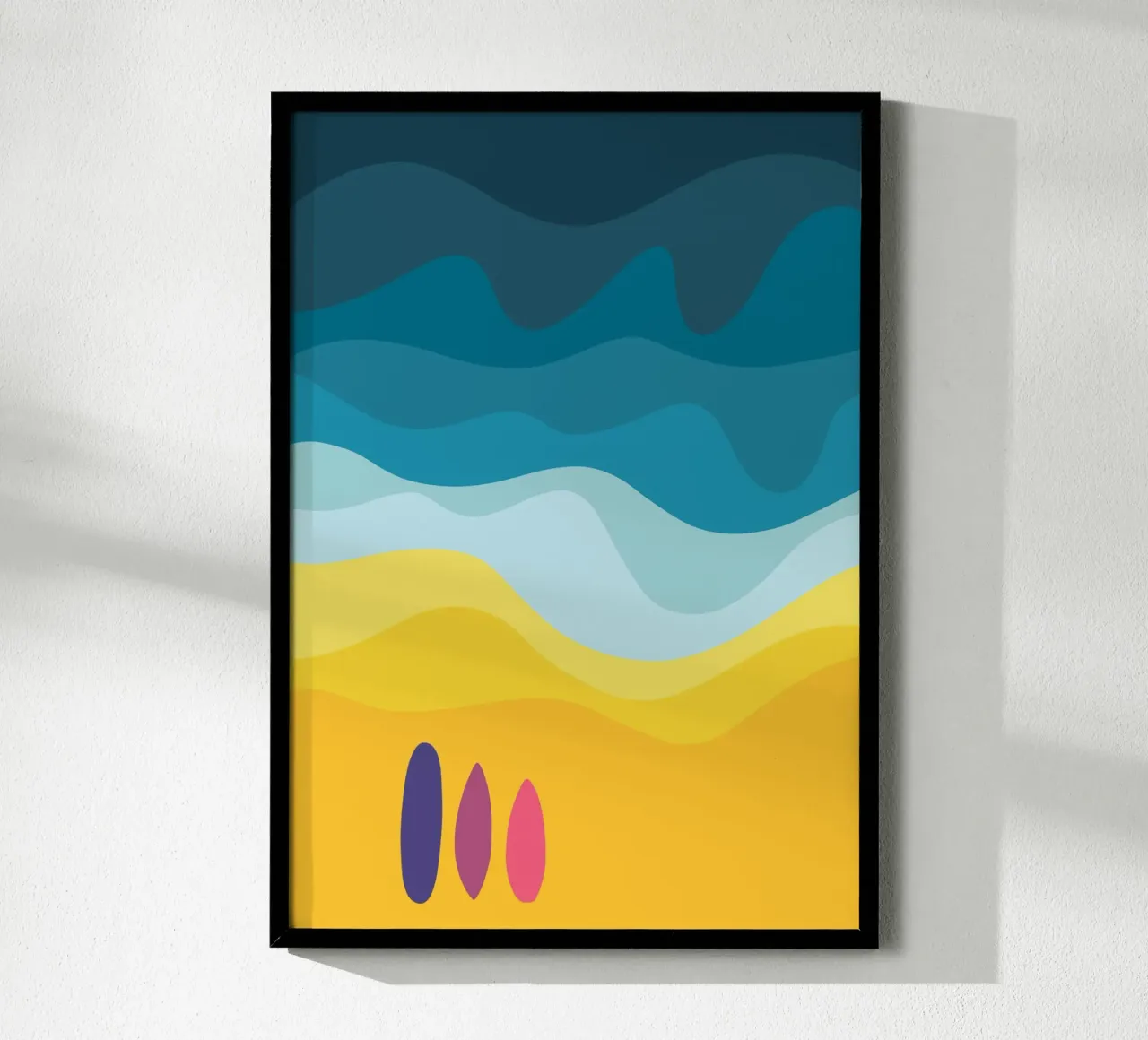 Surfboard Poster Surfen Surfer Poster Strand Wellen Meer poster con telaio in legno da LIMITED EDITION LETTERS