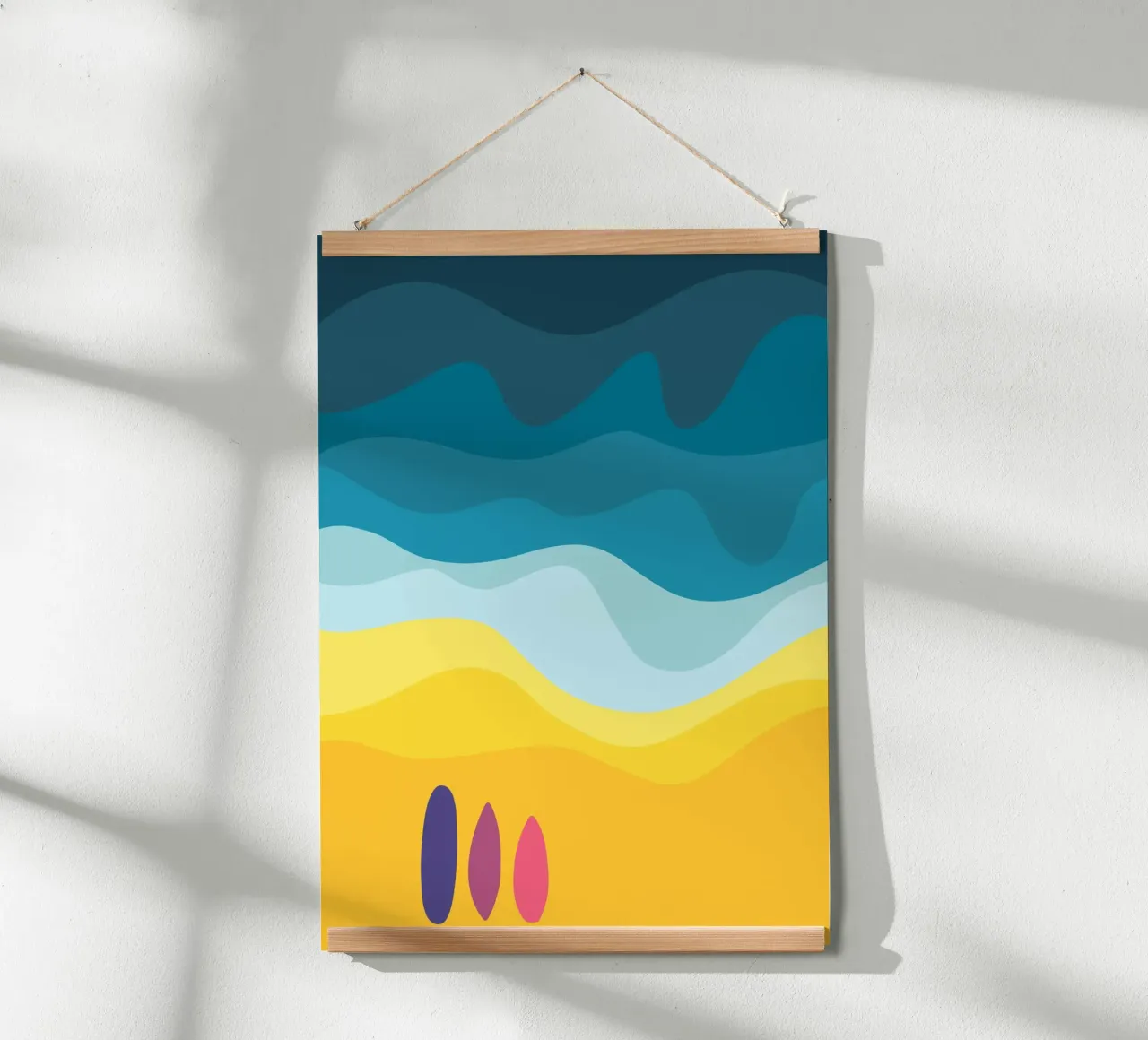 Surfboard Poster Surfen Surfer Poster Strand Wellen Meer poster con telaio in legno da LIMITED EDITION LETTERS