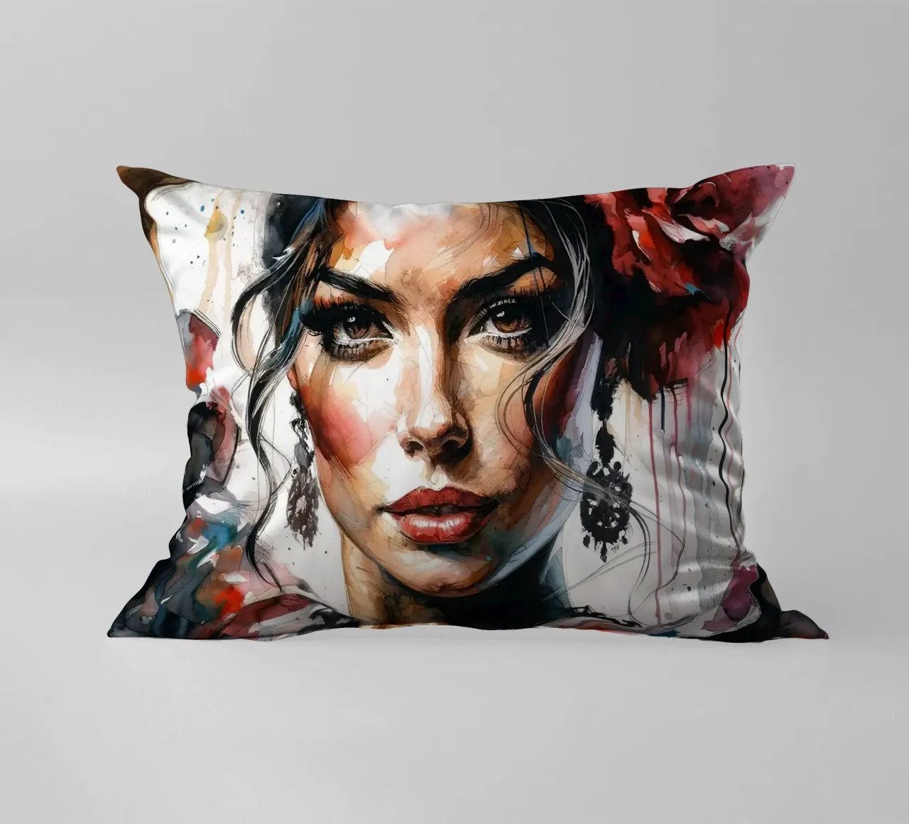 Watercolor Flamenco Dancer cuscino da Chromatic Fusion Studio