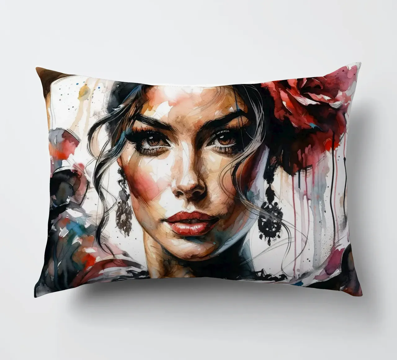 Watercolor Flamenco Dancer cuscino da Chromatic Fusion Studio