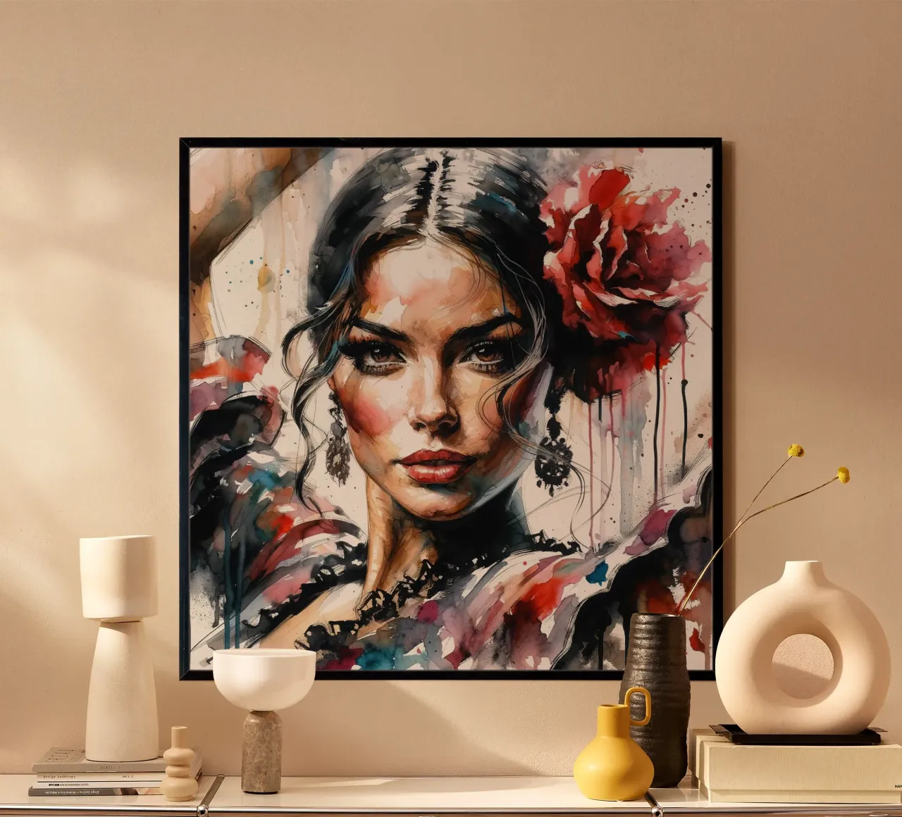 Watercolor Flamenco Dancer poster da Chromatic Fusion Studio