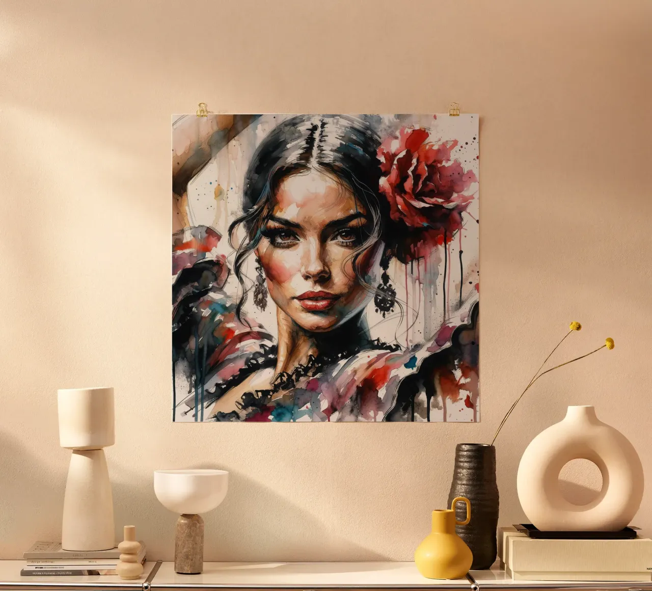 Watercolor Flamenco Dancer poster da Chromatic Fusion Studio