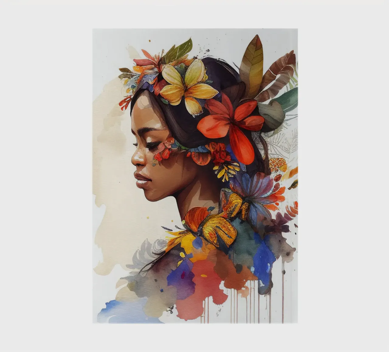 Aquarelle florale Femme autochtone indonésienne carnet de notes de Chromatic Fusion Studio