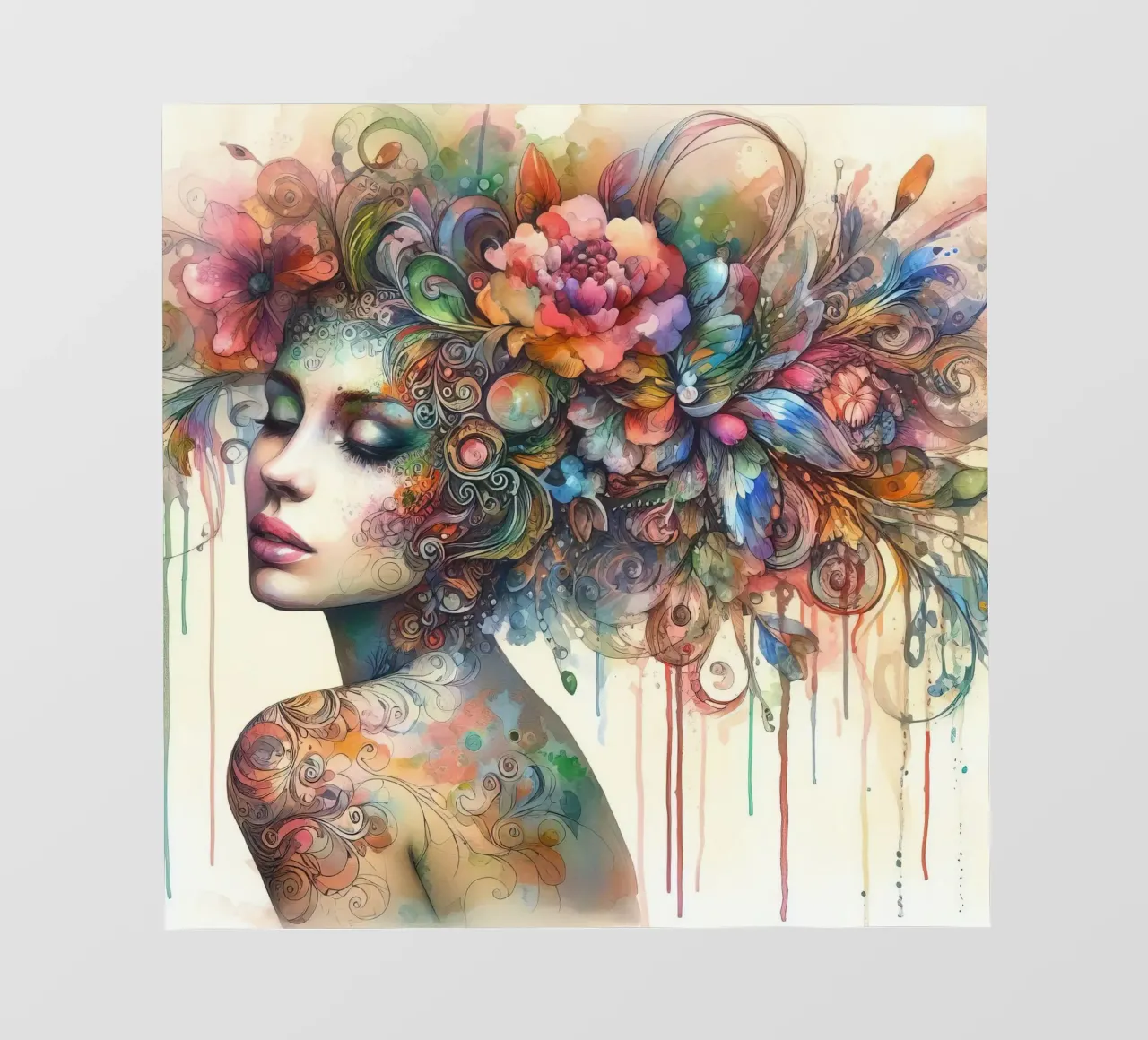 Acquerello floreale donna pellicola backlit da Chromatic Fusion Studio