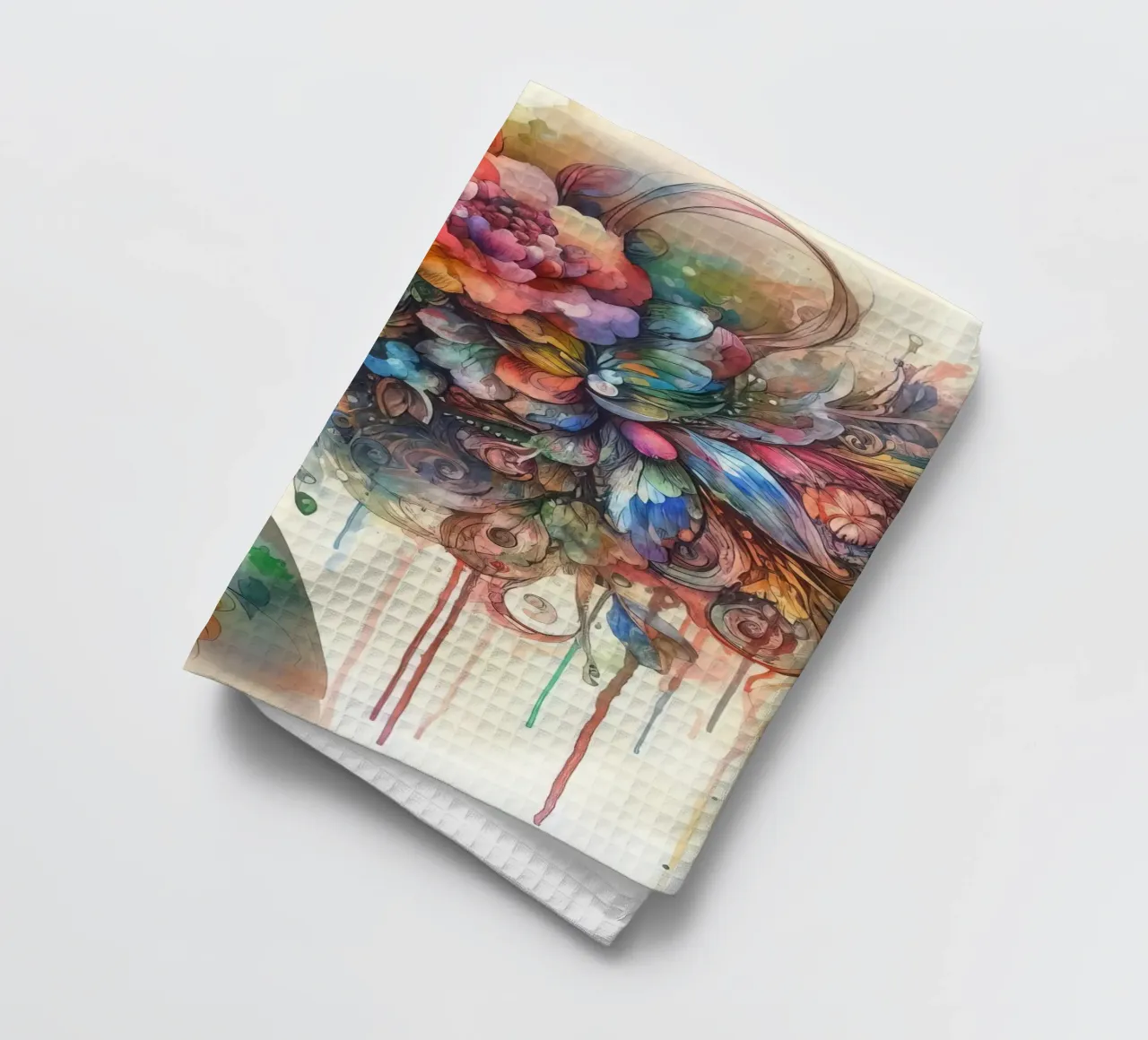 Watercolor Floral Woman tea towel by Chromatic Fusion Studio
