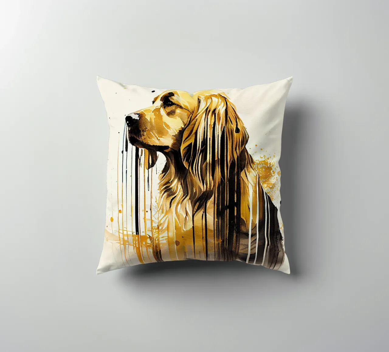 Cane Golden Retriever ad acquerello cuscino da Chromatic Fusion Studio