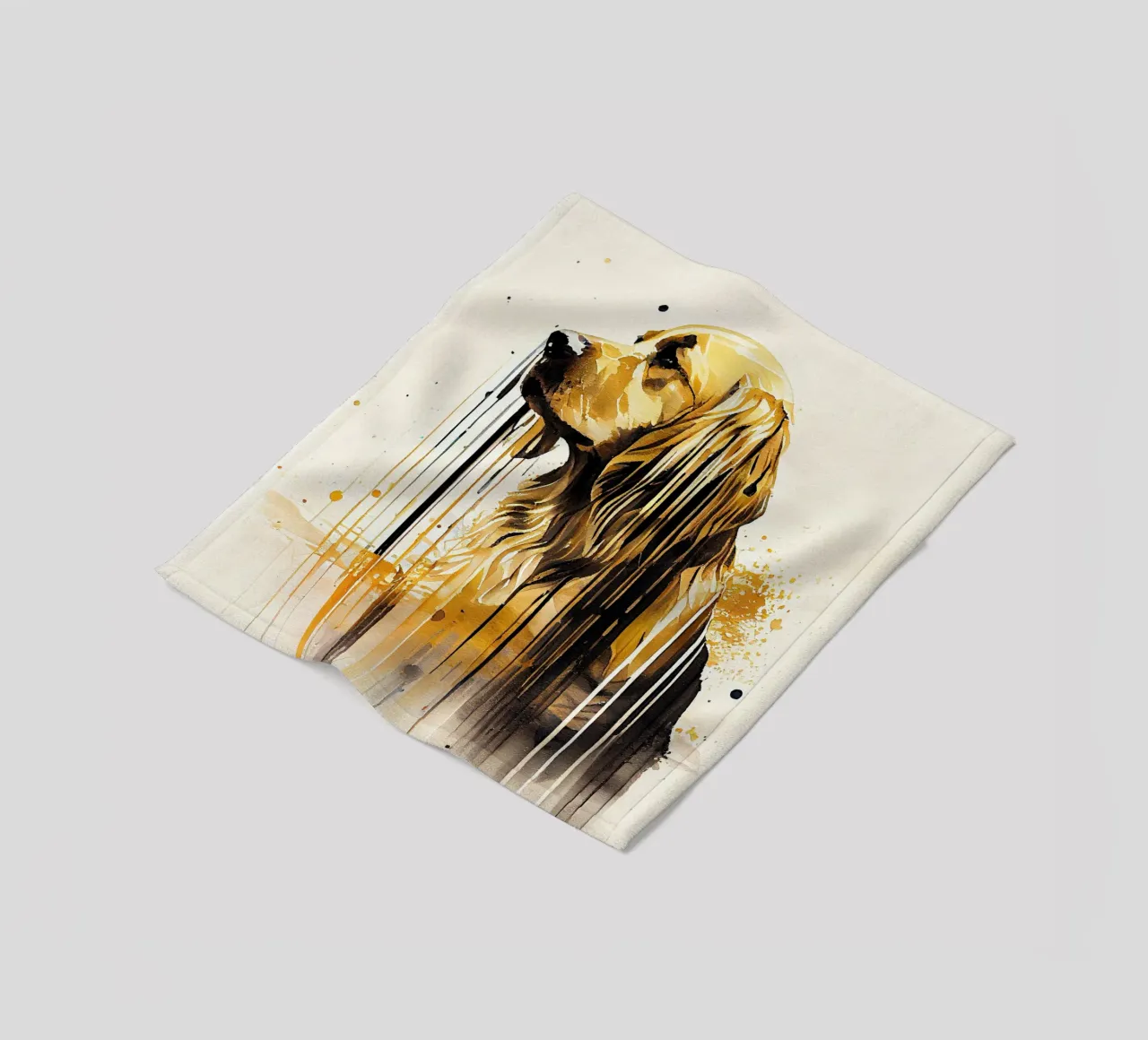 Cane Golden Retriever ad acquerello coperta in pile da Chromatic Fusion Studio