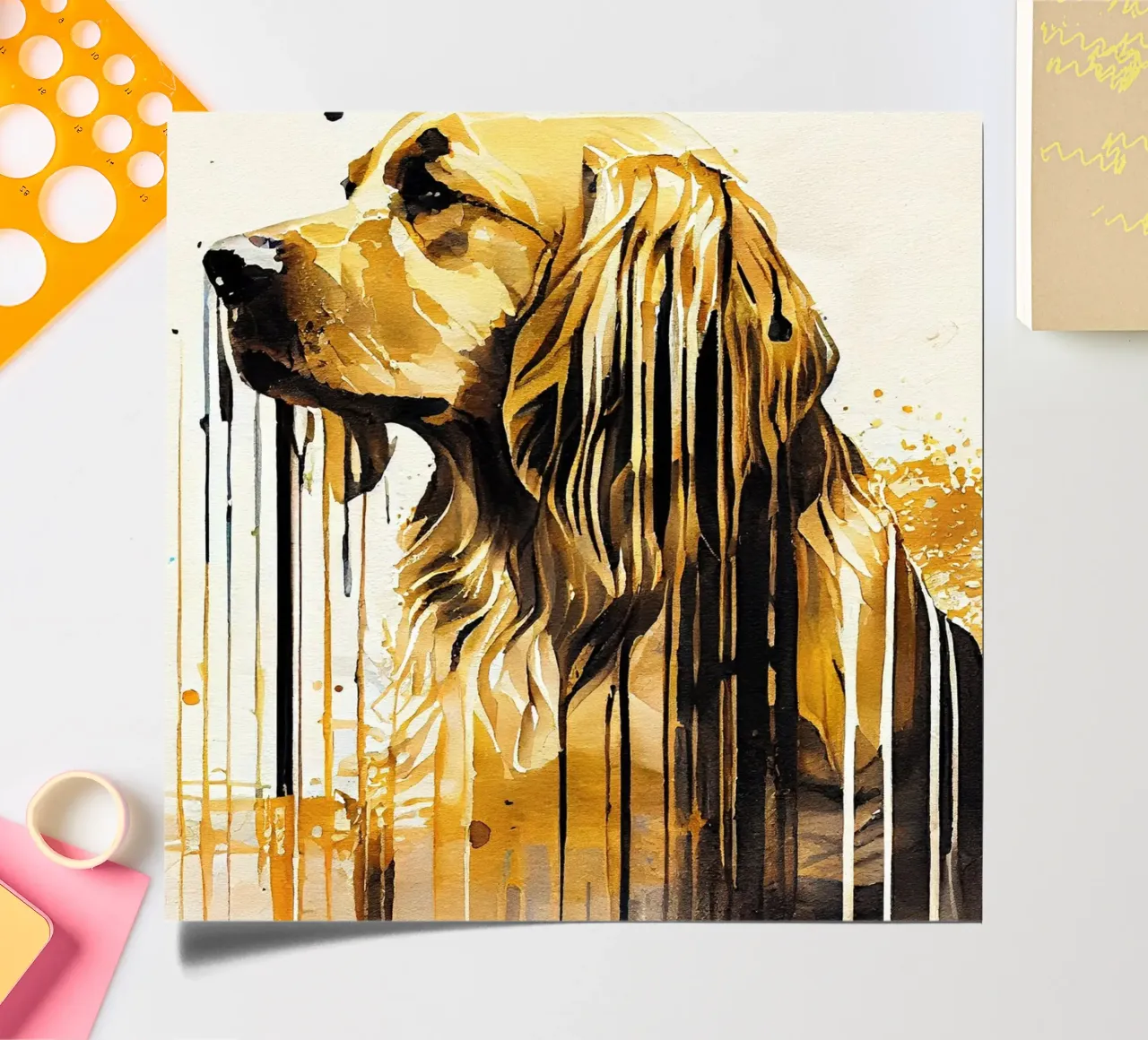 Aquarell Golden Retriever Hund Stickerbogen von Chromatic Fusion Studio