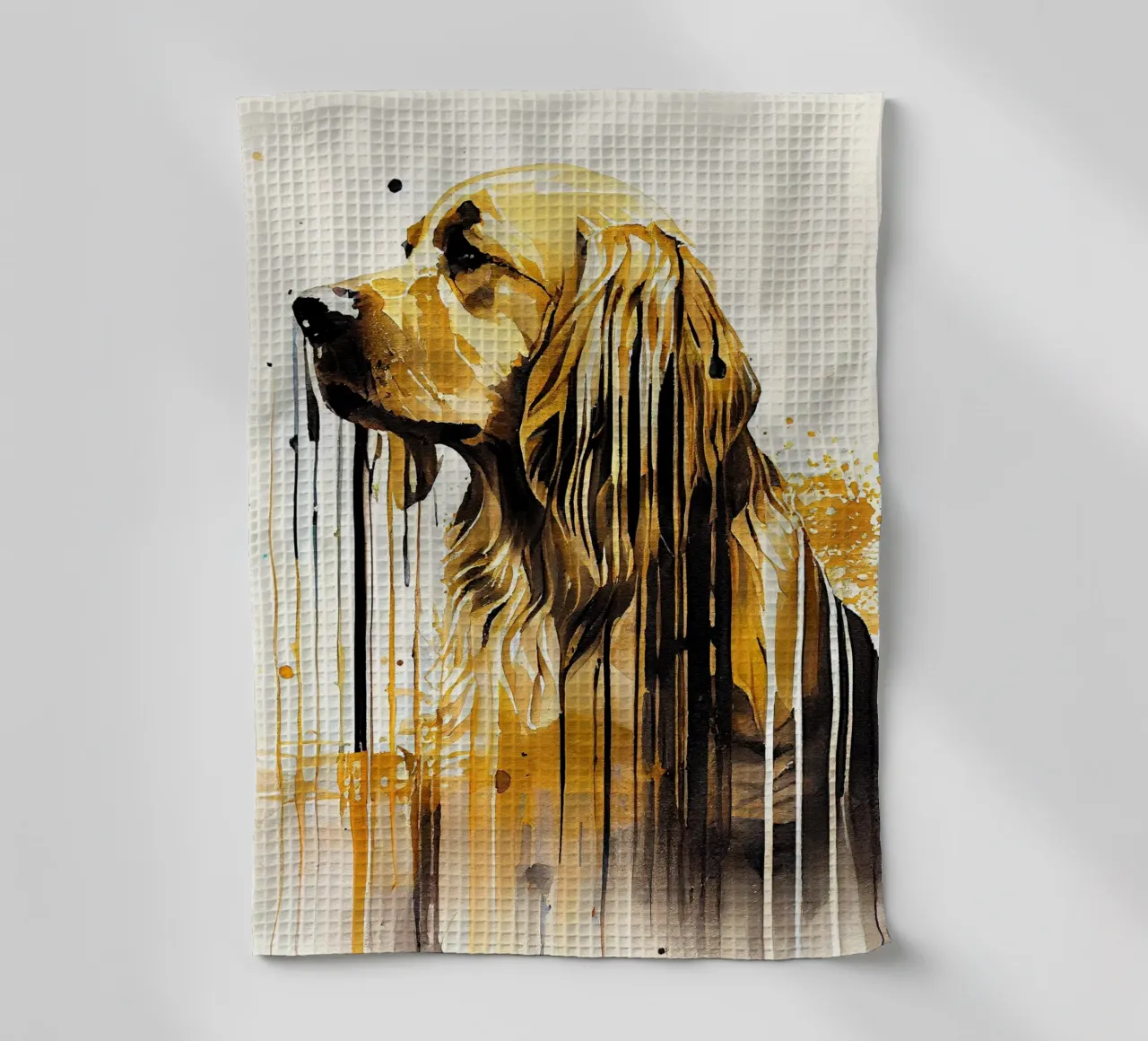Cane Golden Retriever ad acquerello canovaccio da cucina da Chromatic Fusion Studio