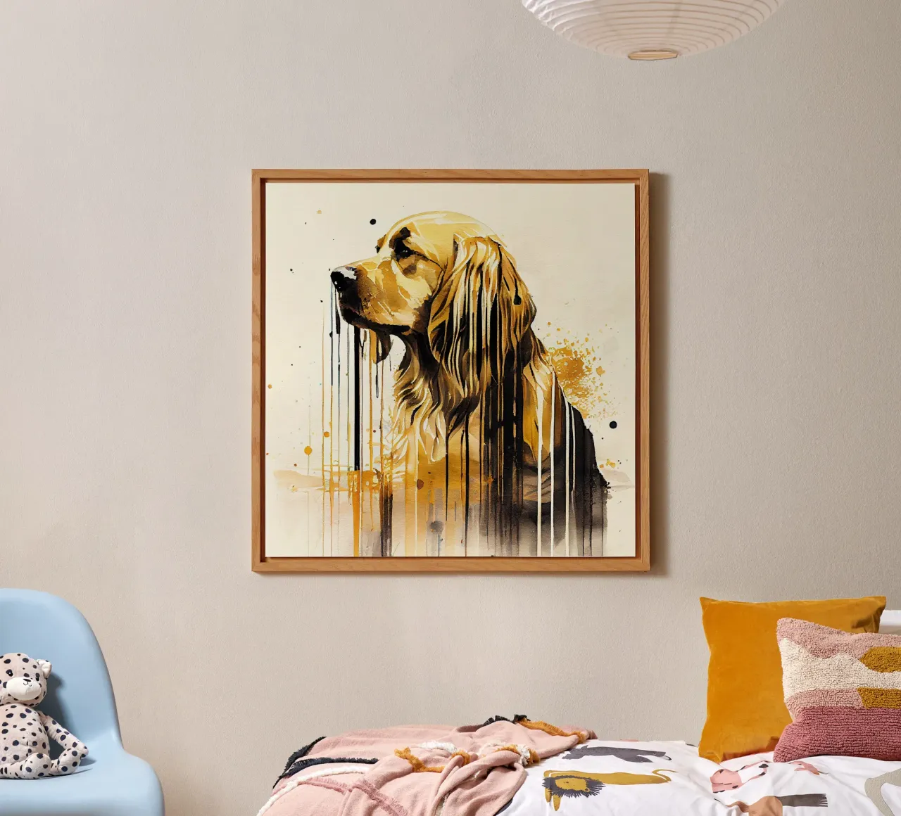 Cane Golden Retriever ad acquerello alluminio dibond da Chromatic Fusion Studio