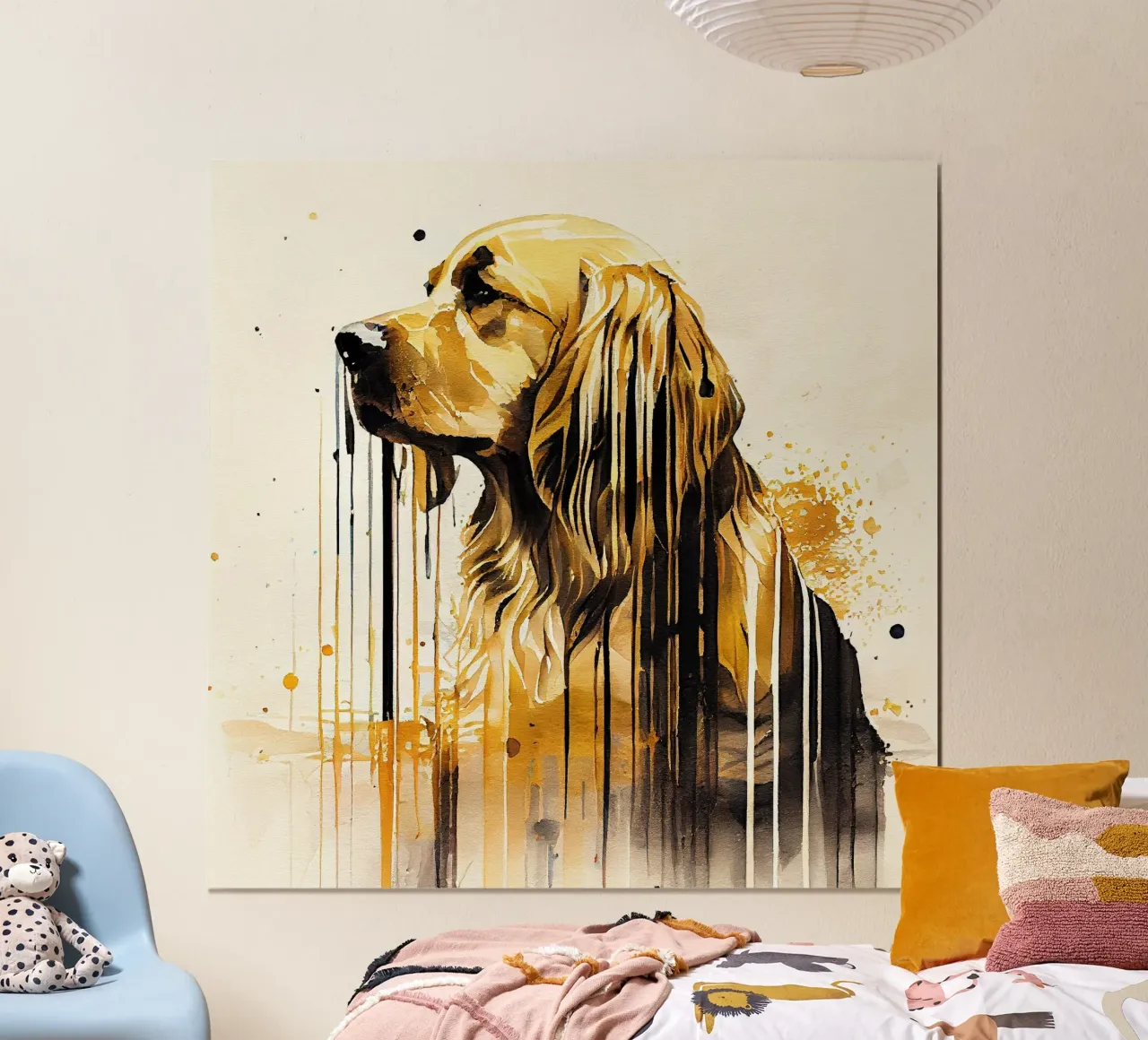 Cane Golden Retriever ad acquerello carta hahnemühle da Chromatic Fusion Studio