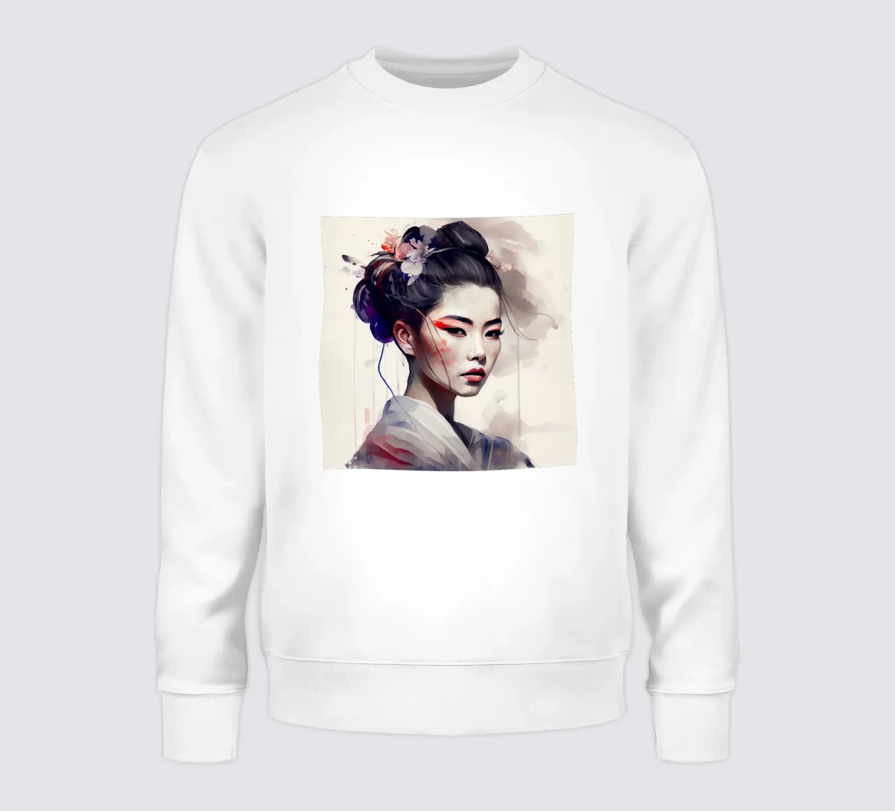 Geisha moderna ad acquerello felpa da Chromatic Fusion Studio