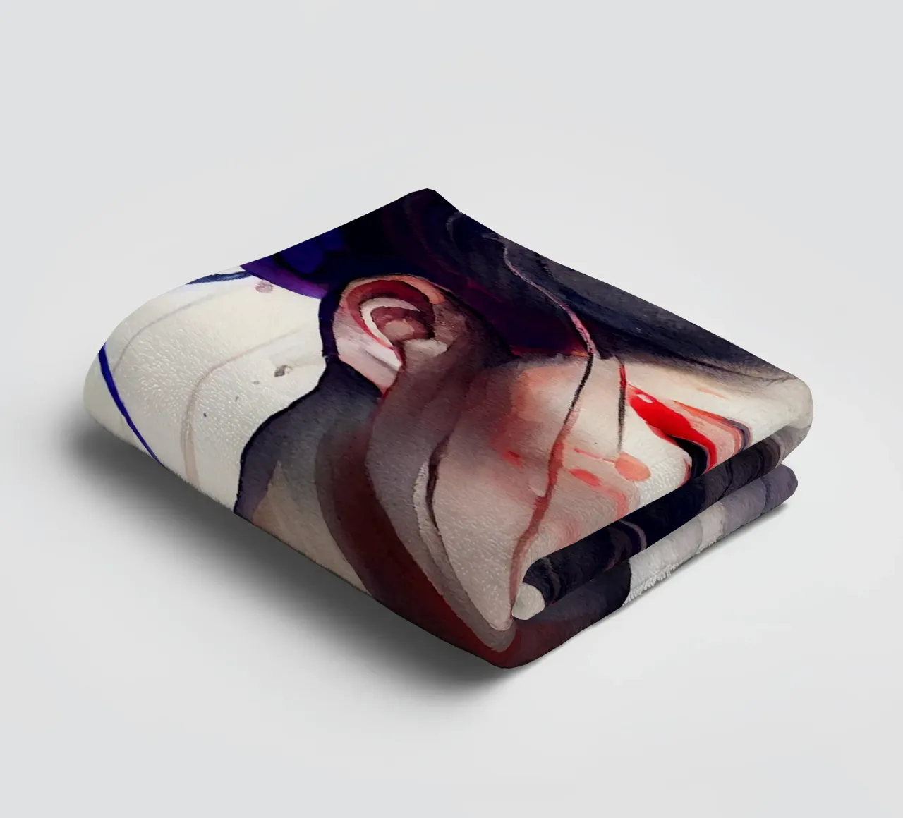 Watercolor Modern Geisha towel by Chromatic Fusion Studio