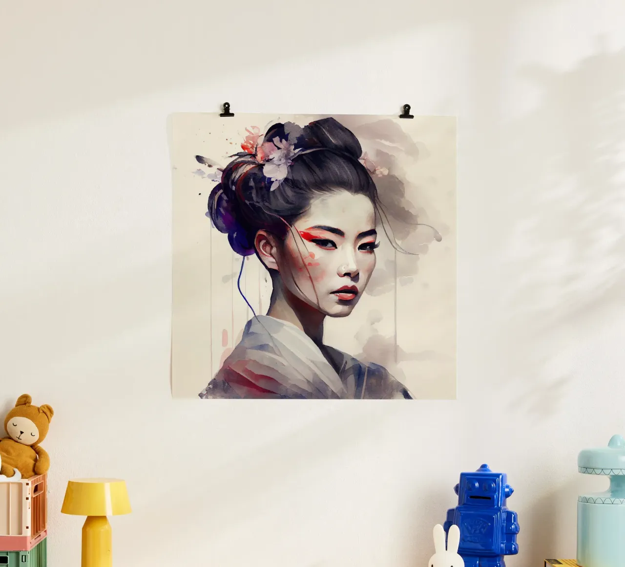 Aquarell Moderne Geisha Hahnemühle von Chromatic Fusion Studio