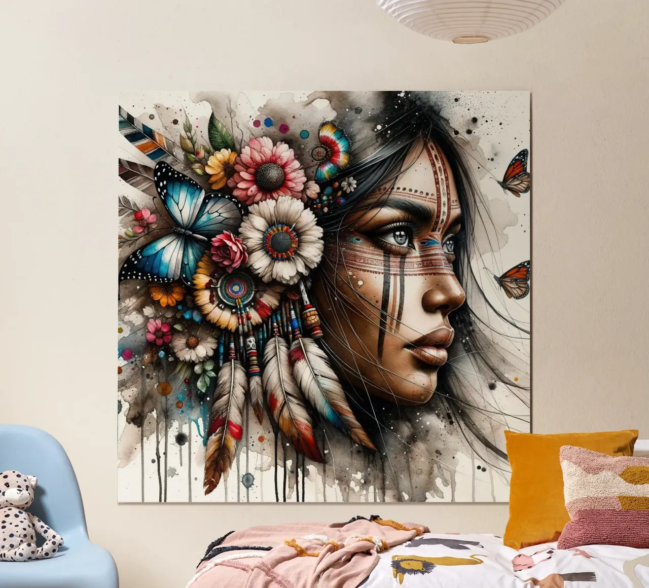 Acquerello Donna nativa americana poster da Chromatic Fusion Studio