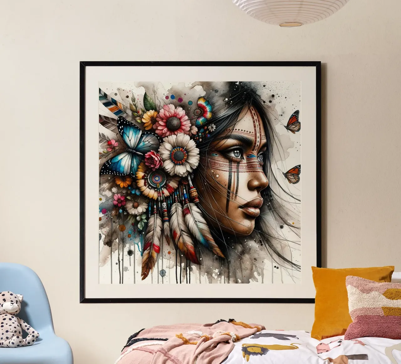 Acquerello Donna nativa americana poster da Chromatic Fusion Studio