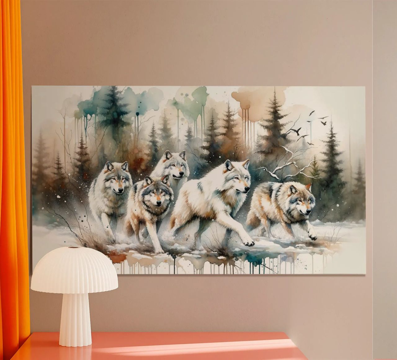 Aquarell Wolfsrudel Poster von Chromatic Fusion Studio