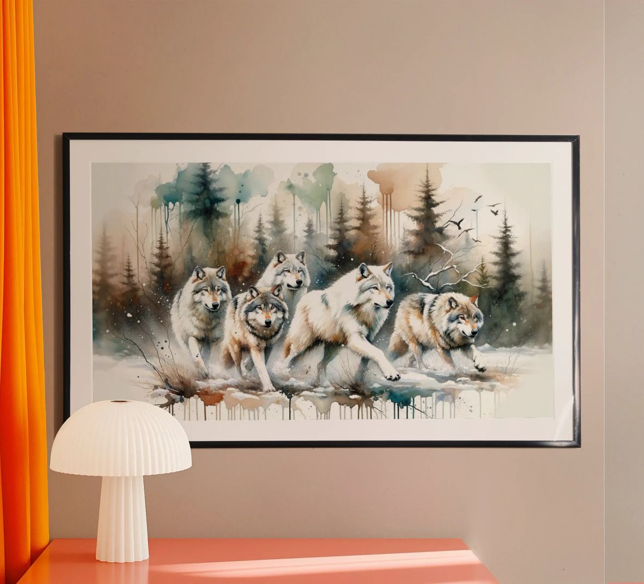 Aquarell Wolfsrudel Poster von Chromatic Fusion Studio