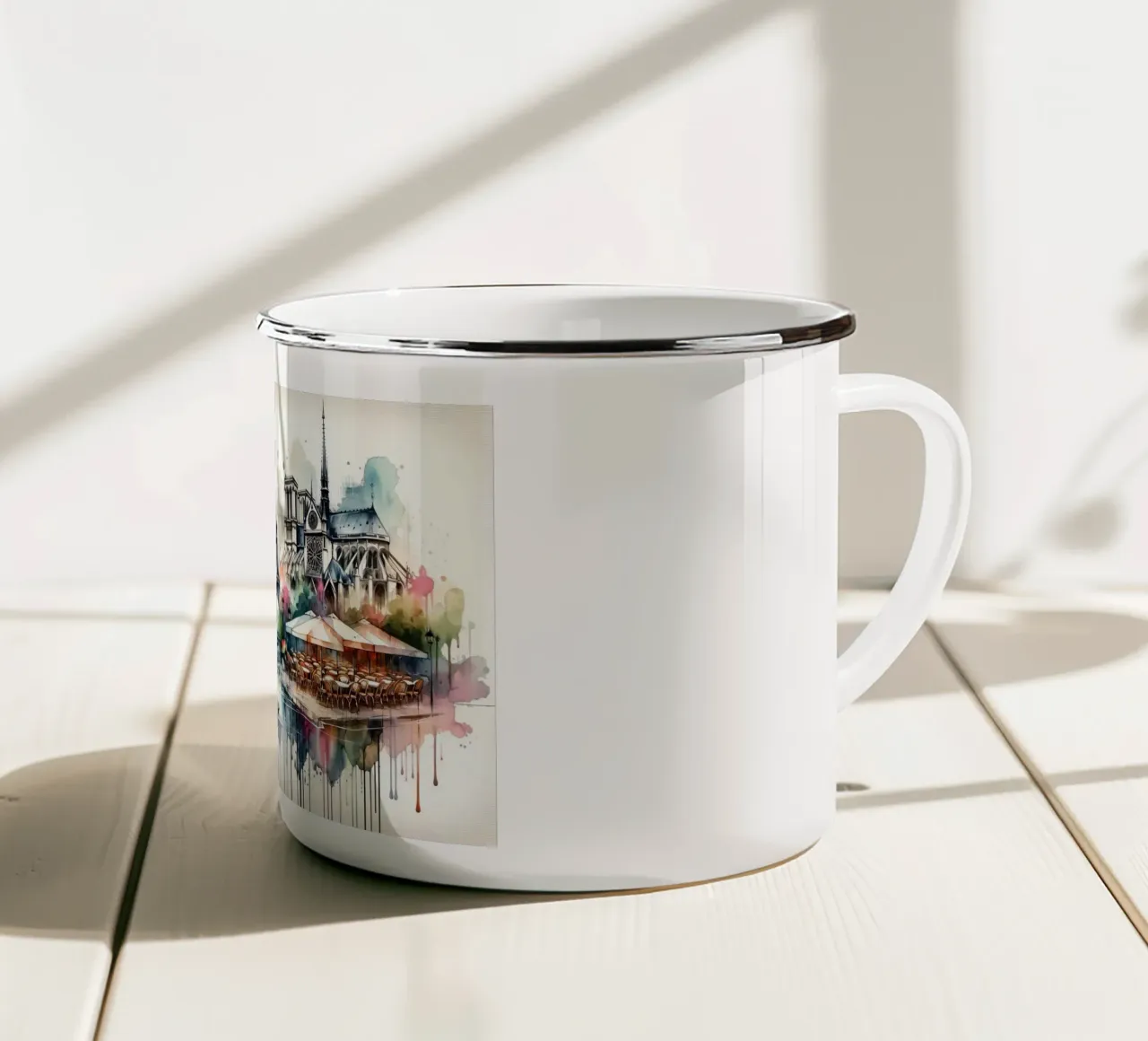 Acquerello Parigi astratto tazza in smalto da Chromatic Fusion Studio
