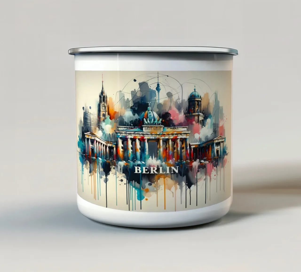 Acquerello Skyline Berlino tazza in smalto da Chromatic Fusion Studio